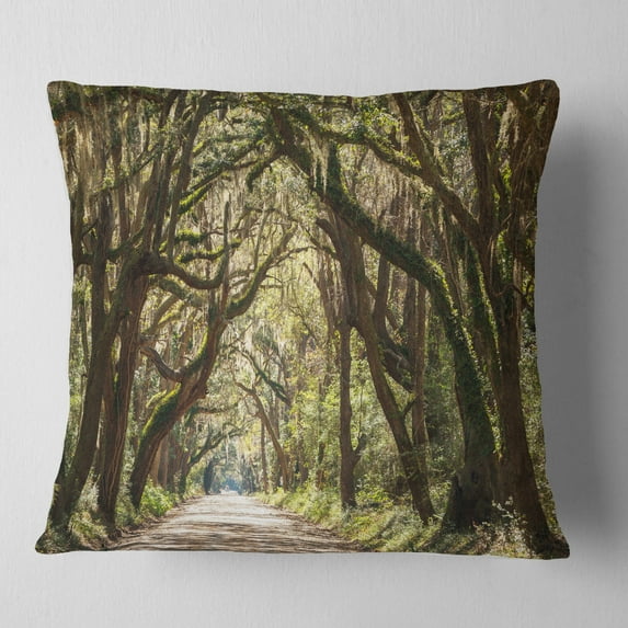 Designart Trees Tunnel in Botany Bay - Landscape Wall Throw Pillow - 18x18