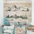 thumbnail image 1 of Designart 'Trees With Winter Dark Blue Mountain Landscape II' Modern Print on Natural Pine Wood, 1 of 5