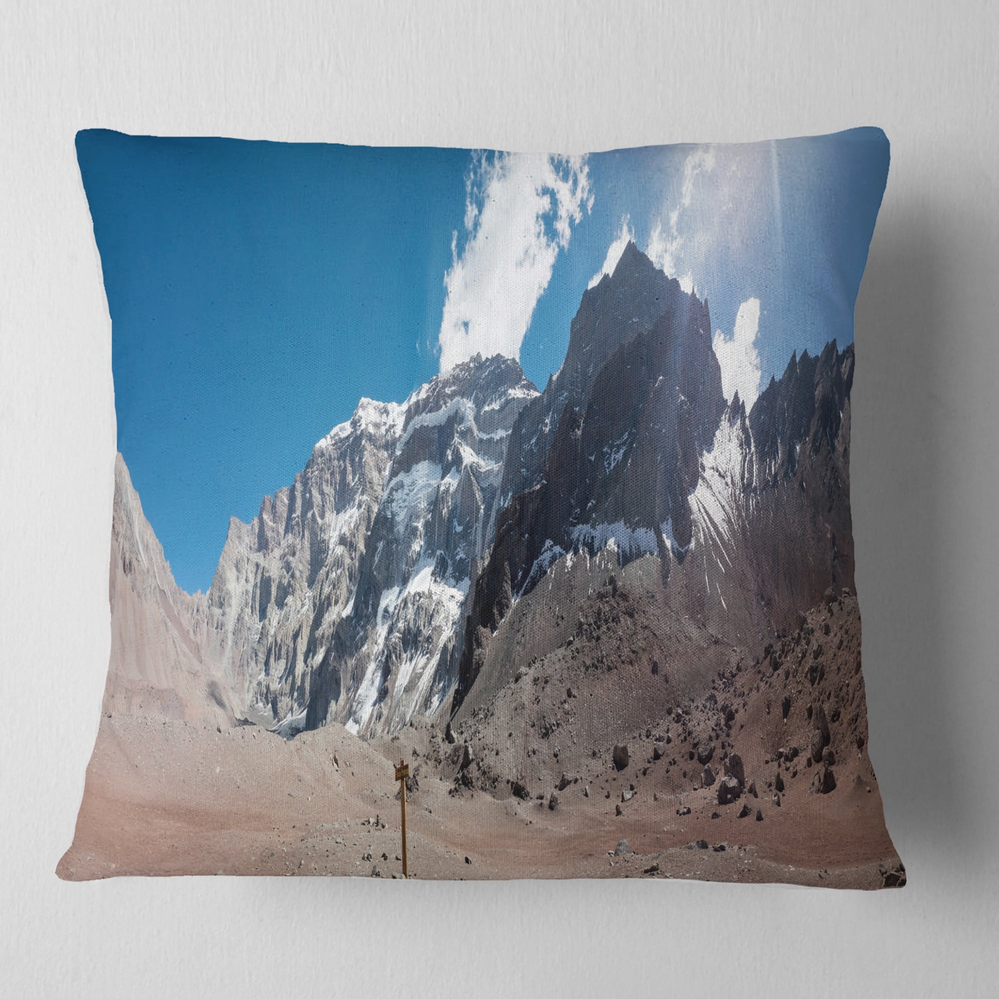 Designart Trekking to Plaza Francia Panorama - Landscape Printed Throw Pillow - 16x16