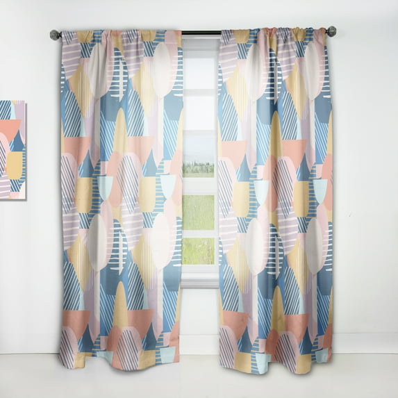 Designart 'Trendy Contemporary Geometry Retro Pattern' Mid-Century Modern Curtain Panel
