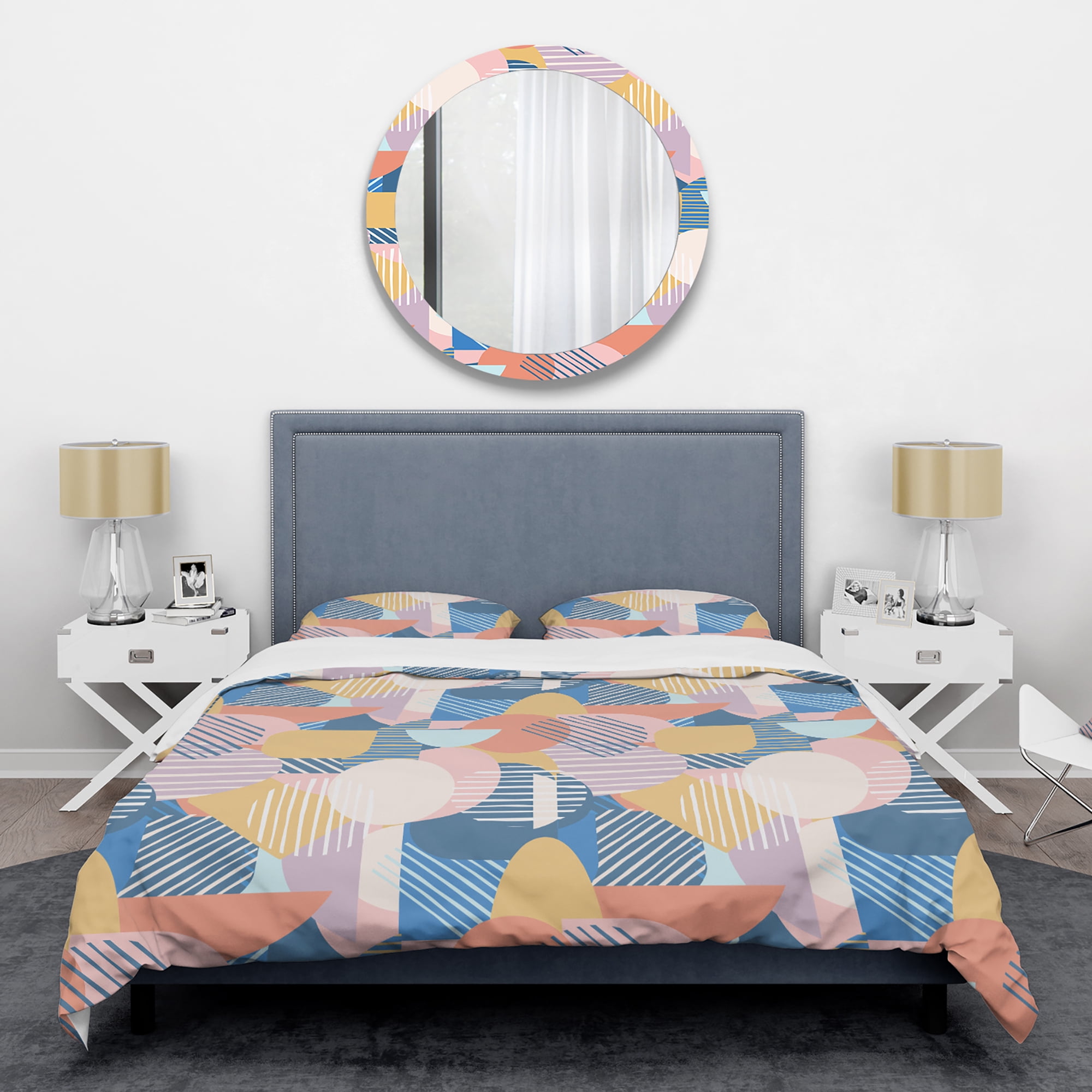 Designart 'Trendy Contemporary Geometry Shapes Pattern' Mid-Century Modern Duvet Cover Set