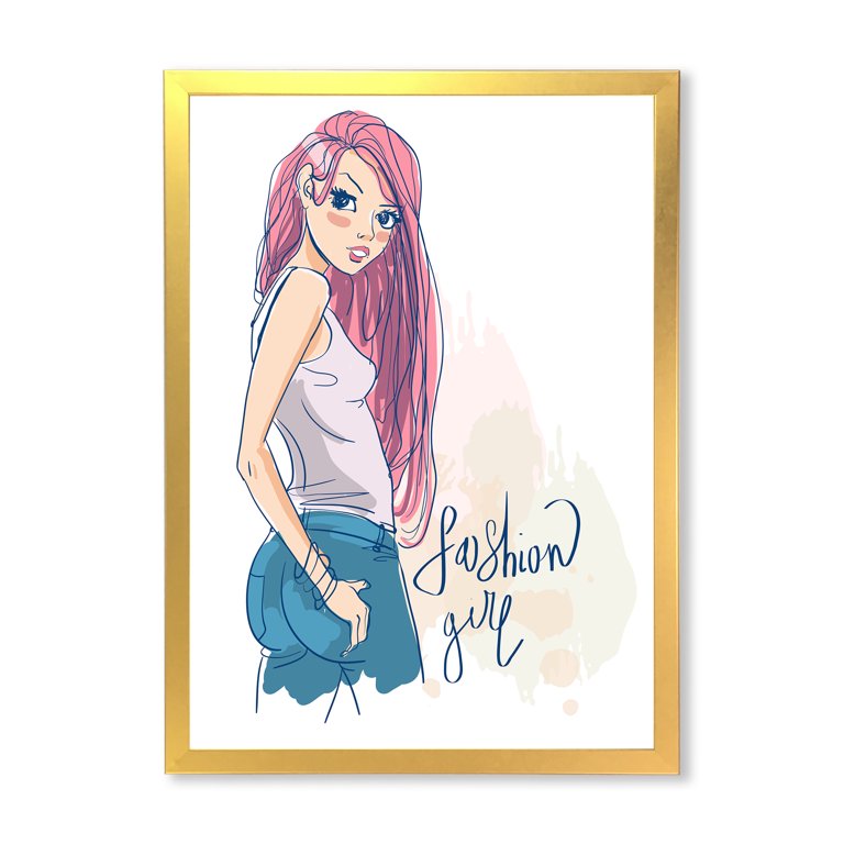 Designart 'Trendy Fashion Woman I' Children's Art Framed Art Print