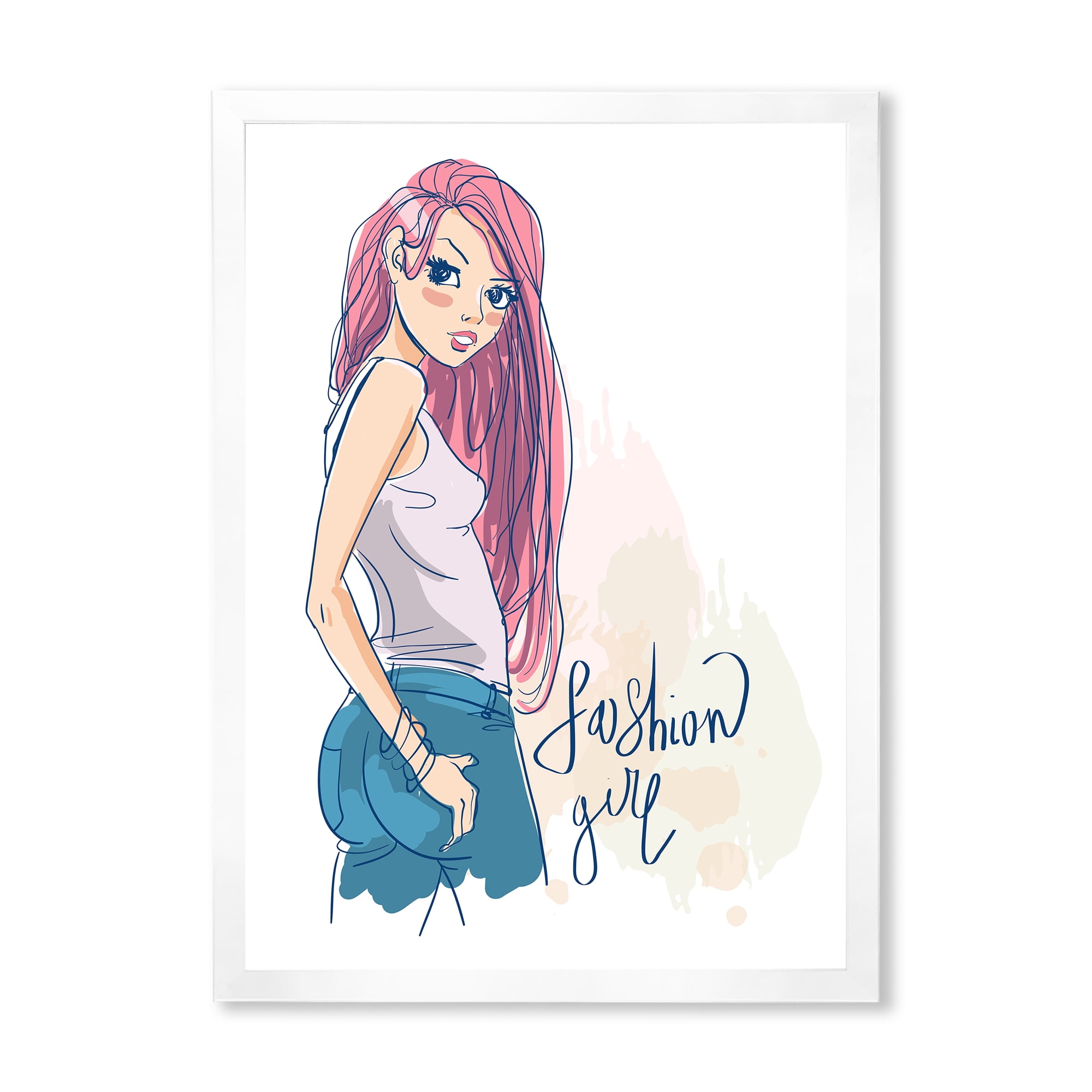 Designart 'Trendy Fashion Woman I' Children's Art Framed Art Print