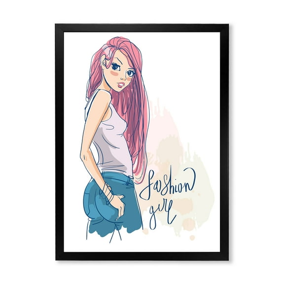 Designart 'Trendy Fashion Woman I' Children's Art Framed Art Print