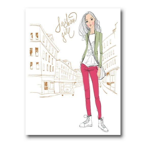 Designart ' Trendy Fashion Woman II ' Children's Art Canvas Wall Art Print