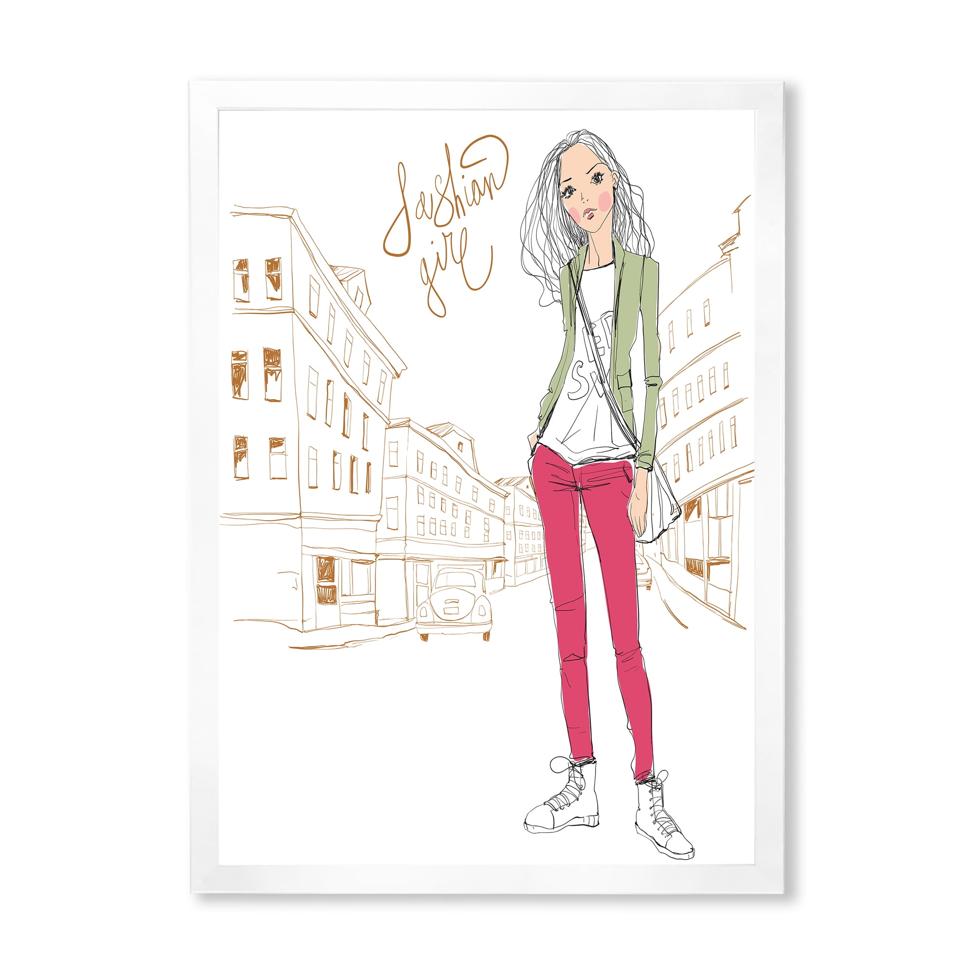 Designart 'Trendy Fashion Woman II' Children's Art Framed Art Print