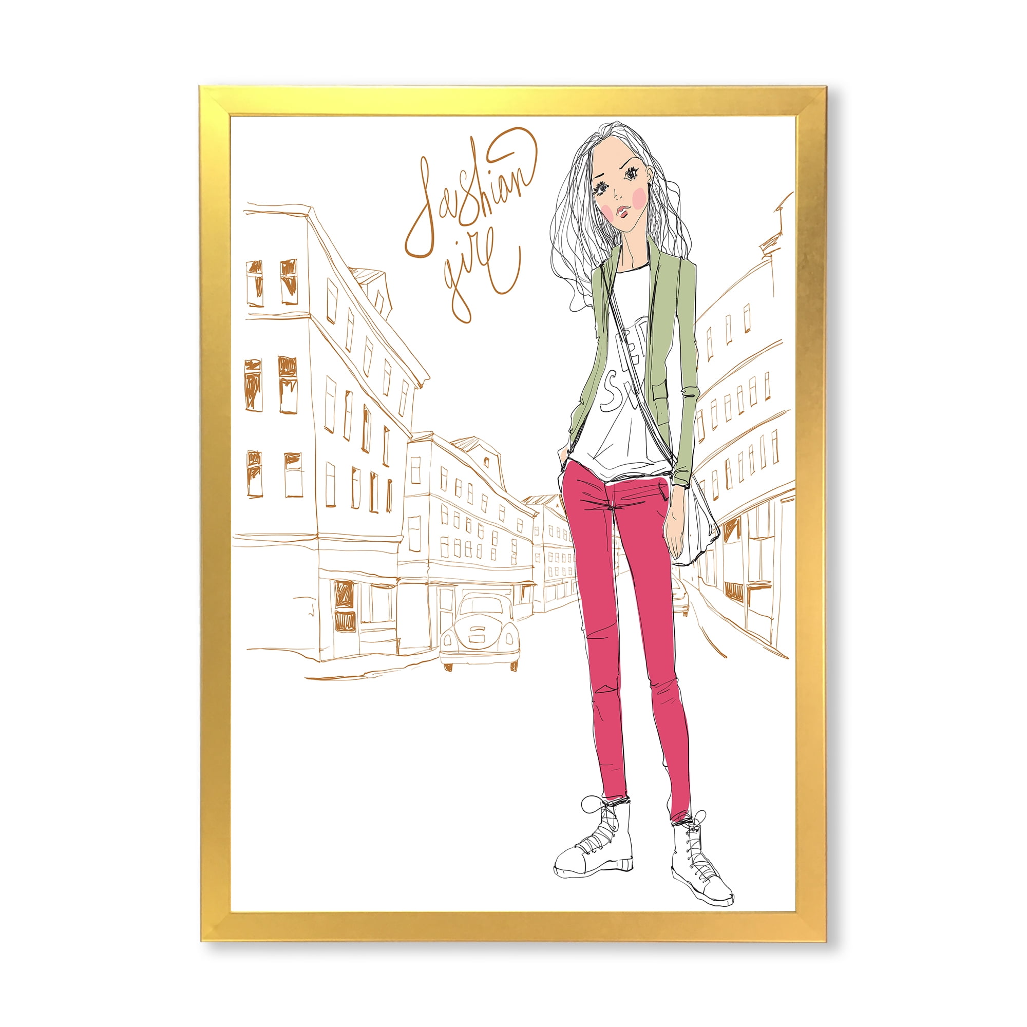 Designart 'Trendy Fashion Woman II' Children's Art Framed Art Print