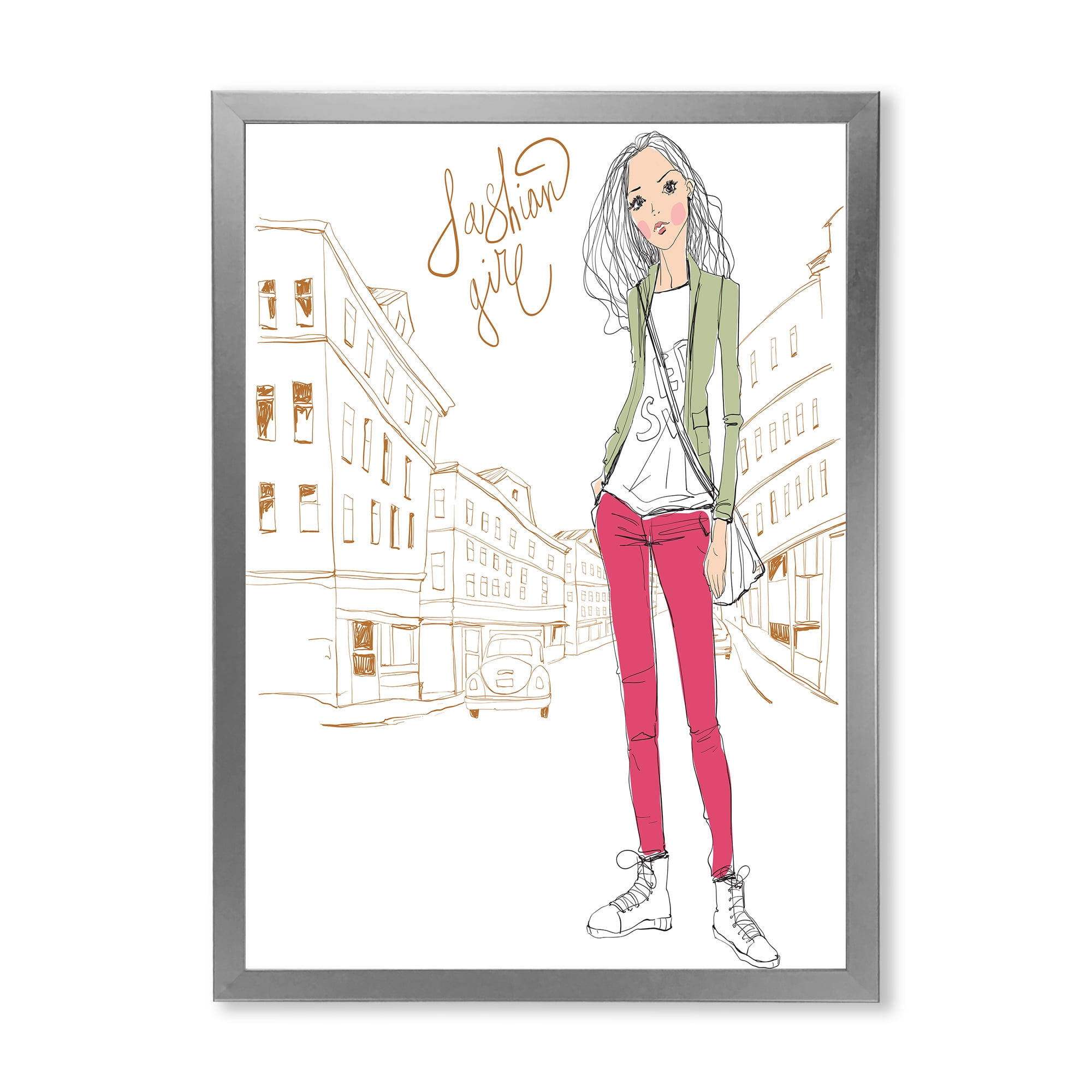Designart 'Trendy Fashion Woman II' Children's Art Framed Art Print