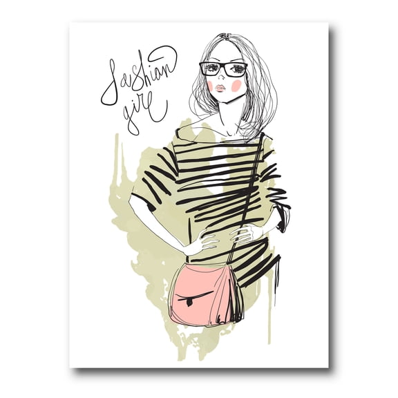 Designart ' Trendy Fashion Woman ' Shabby Chic Canvas Wall Art Print