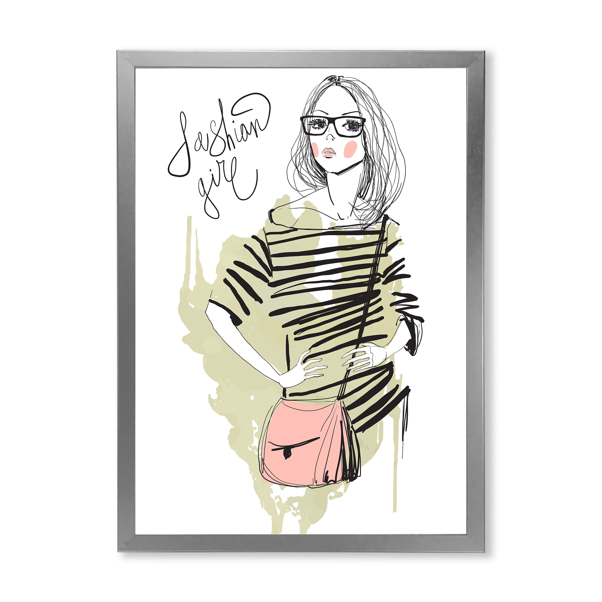 Designart 'Trendy Fashion Woman' Shabby Chic Framed Art Print