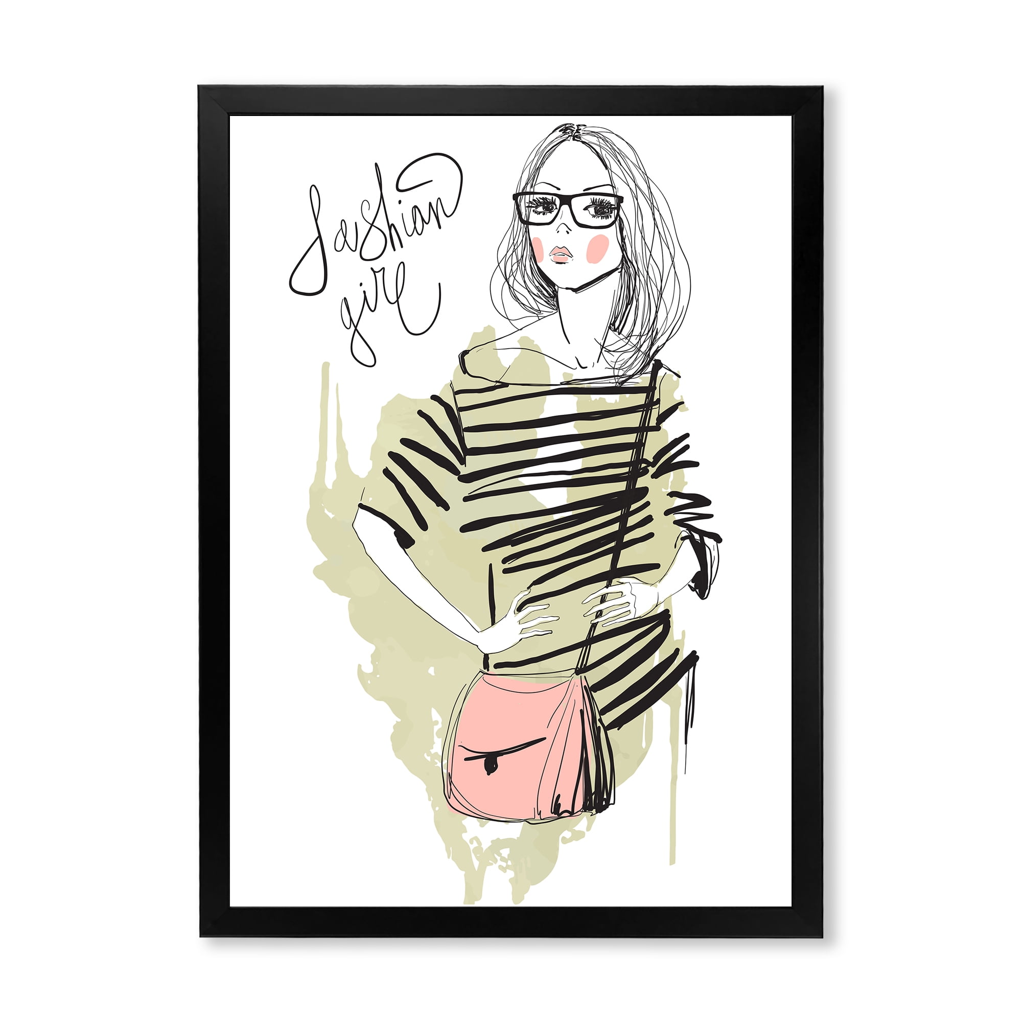 Designart 'Trendy Fashion Woman' Shabby Chic Framed Art Print