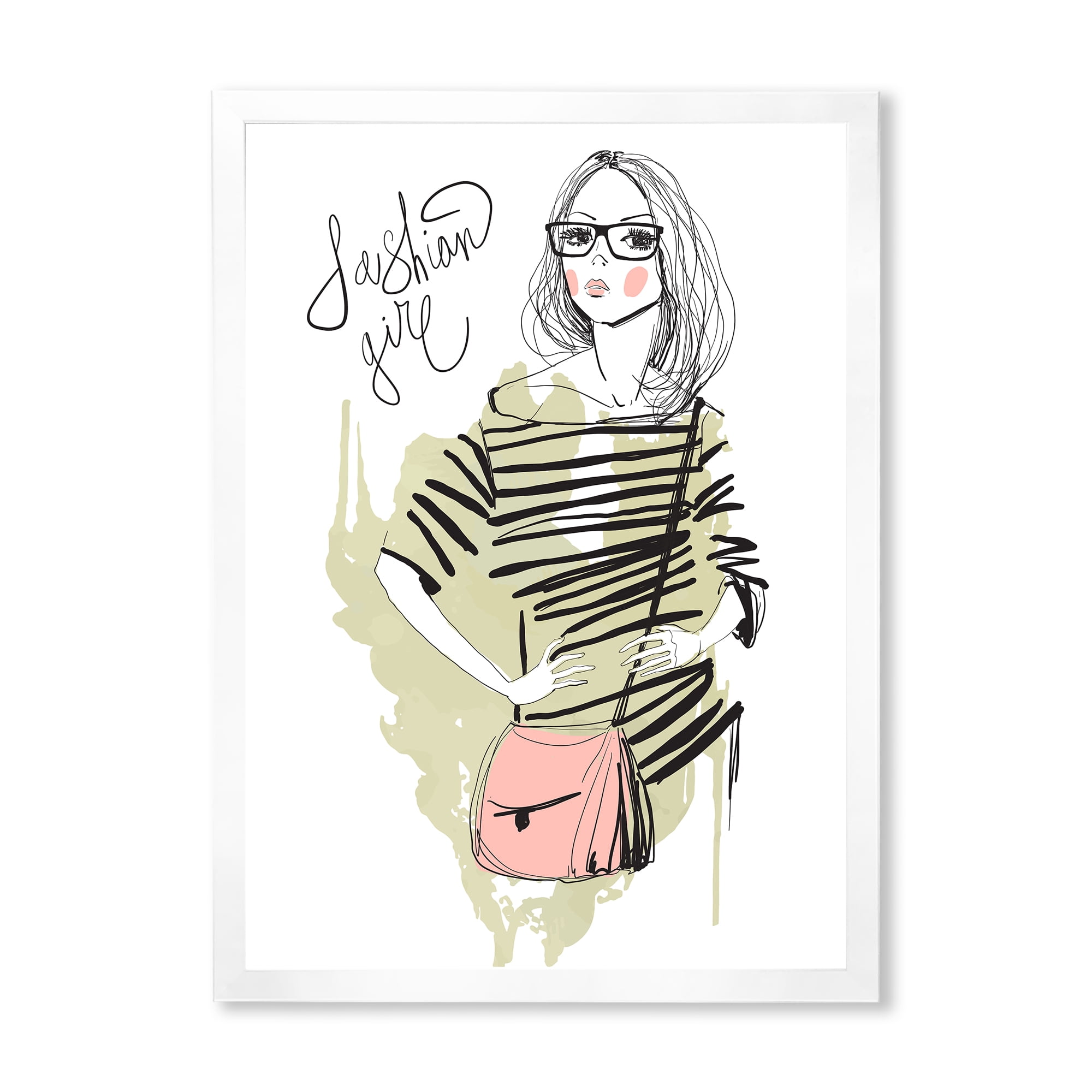 Designart 'Trendy Fashion Woman' Shabby Chic Framed Art Print