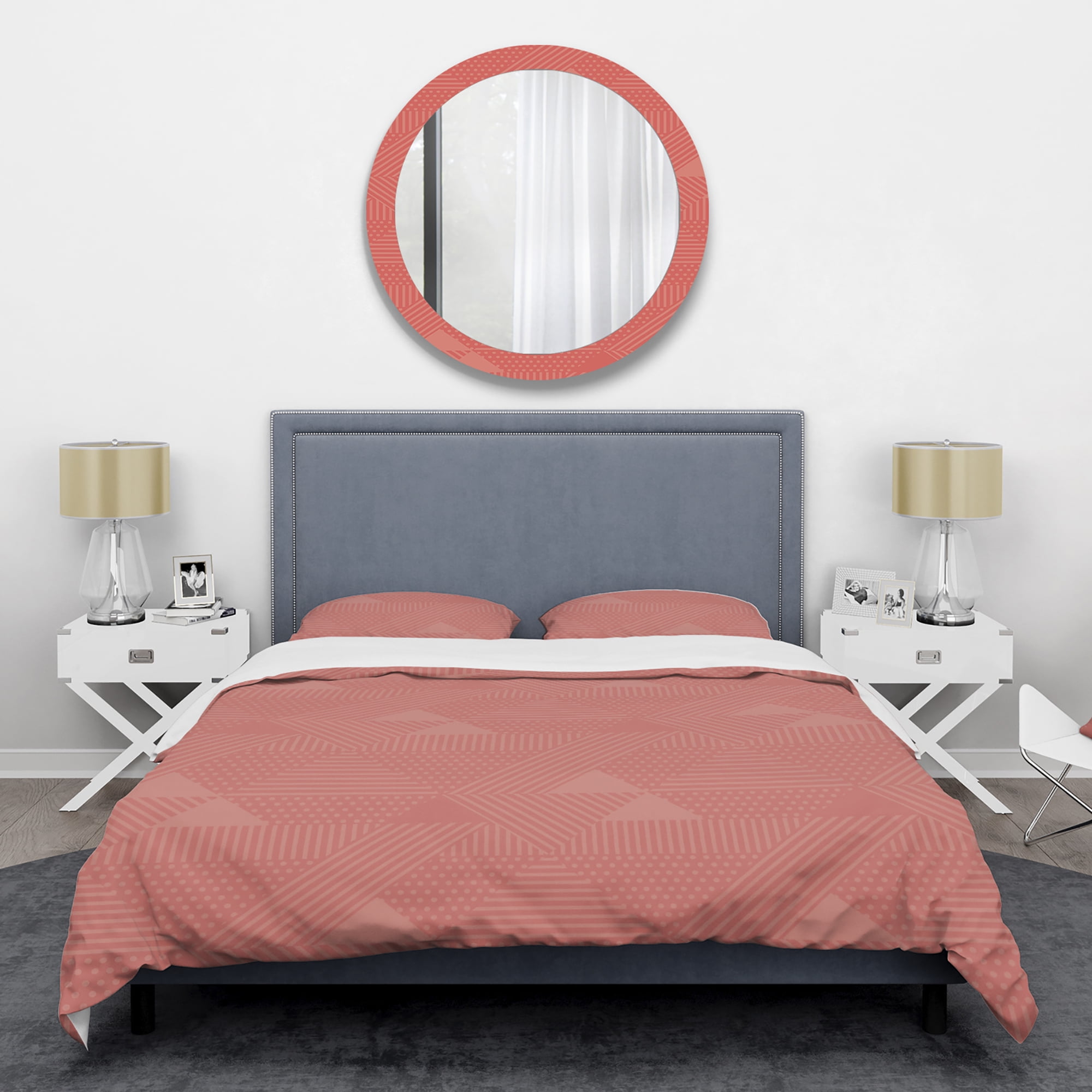 Designart 'Triangual Retro Coral Pattern' Mid-Century Modern Duvet Cover Set