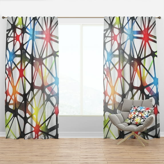 Designart 'Triangular Abstract Monochrome Lined Illustration' Modern & Contemporary Curtain Panel