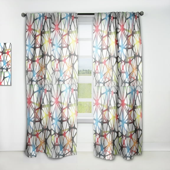 Designart 'Triangular Abstract Monochrome Lined Illustration' Modern & Contemporary Curtain Panel