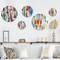 thumbnail image 1 of Designart "Triangular Geometry In Vintage Rebirth" Geometric Round Wall Art Set Of 5 - Blue Modern For Bedroom Wall Art Set, 1 of 6