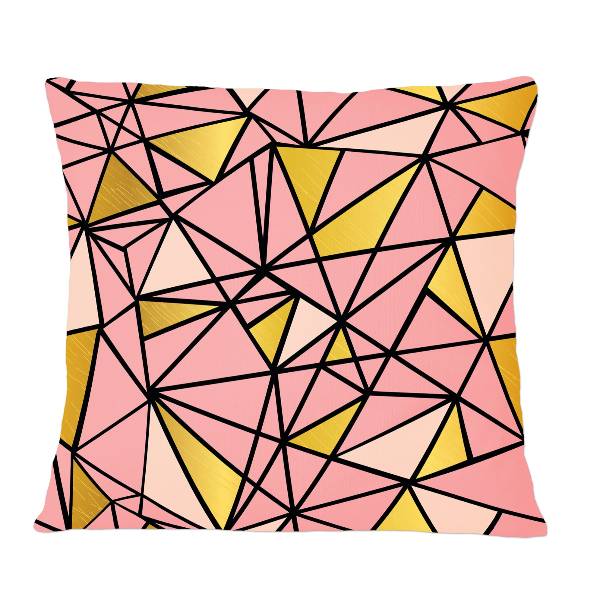 Designart Triangular Gold Design II' Mid-Century Modern Throw Pillow - 12x20