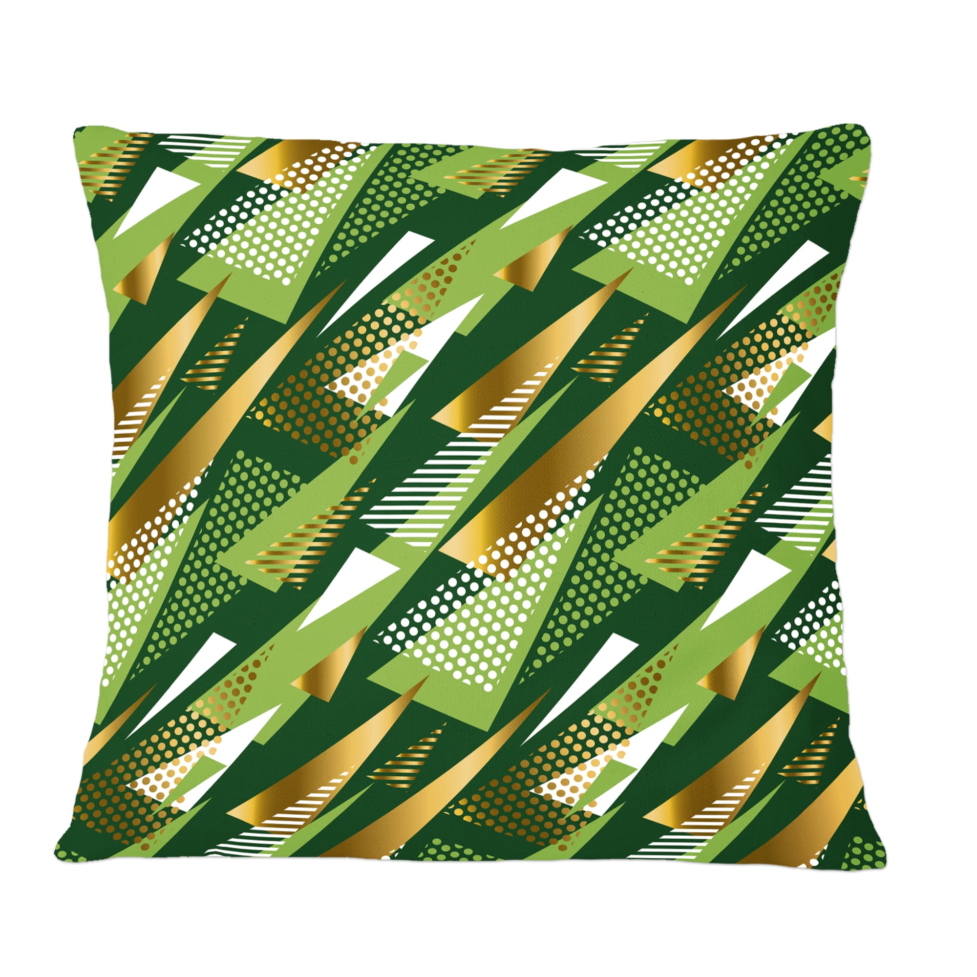 Designart Triangular Gold and Green Design I' Mid-Century Modern Throw Pillow - 12x20