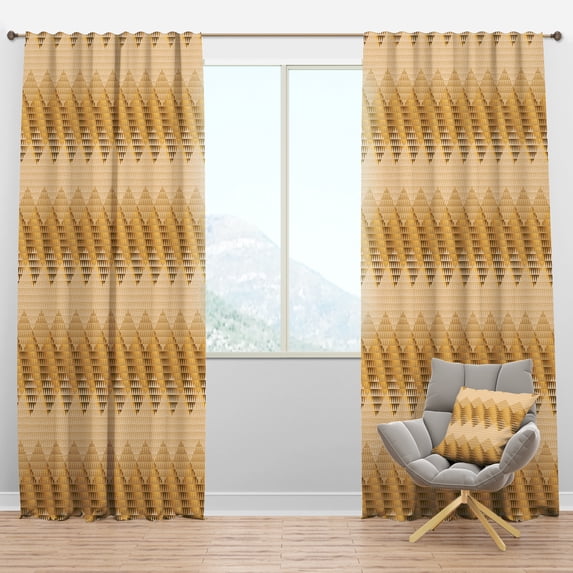 Designart 'Triangular Golden Wavess I' Mid-Century Modern Blackout Curtain Panel