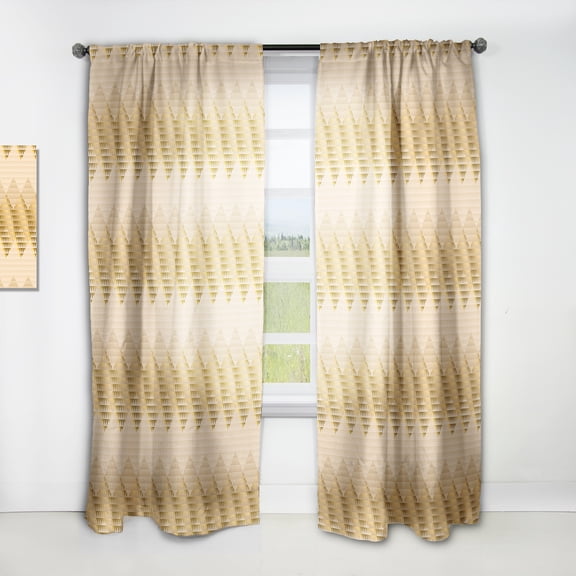 Designart 'Triangular Golden Wavess I' Mid-Century Modern Curtain Panel