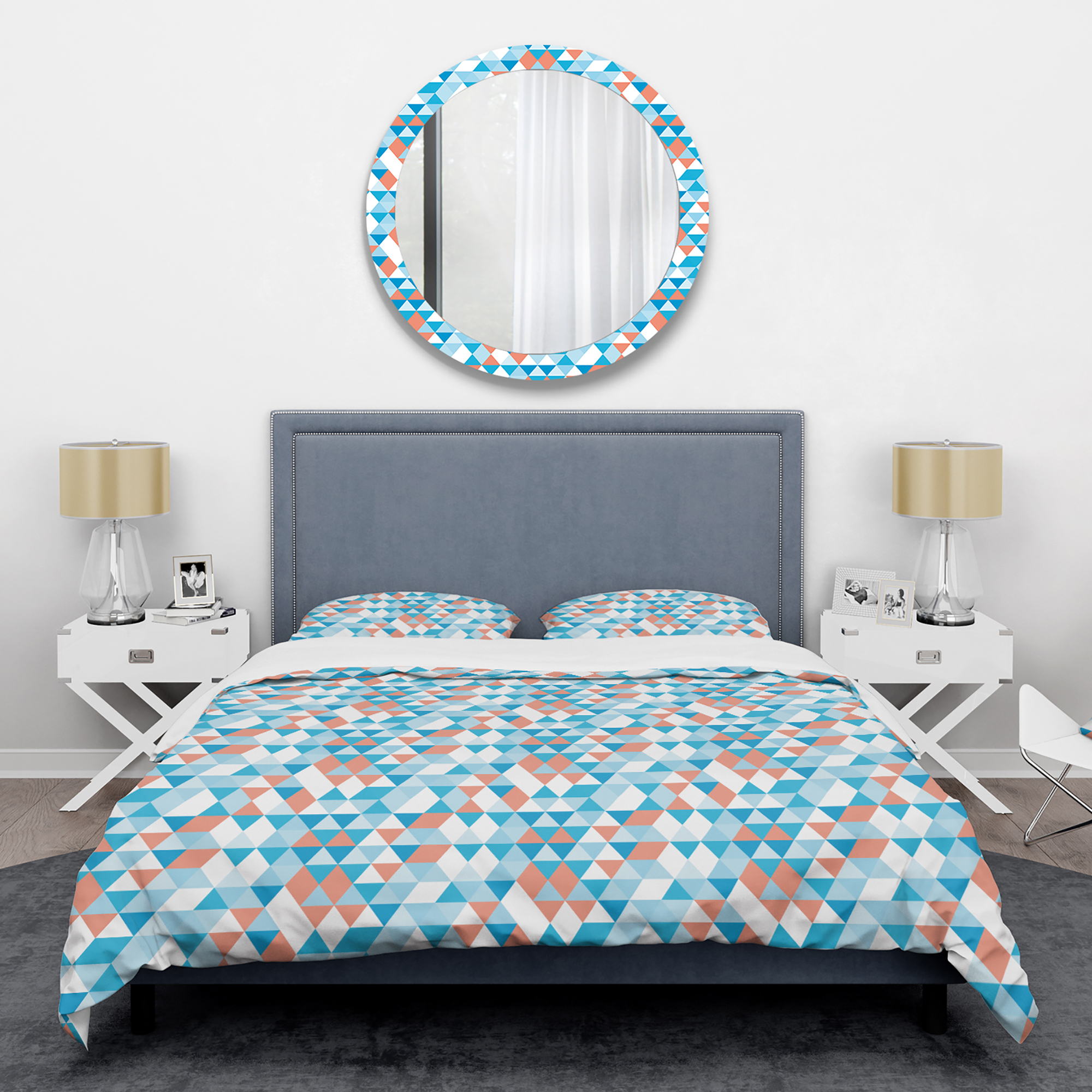 Designart 'Triangular Retro Design II' Mid-Century Modern Duvet Cover Set