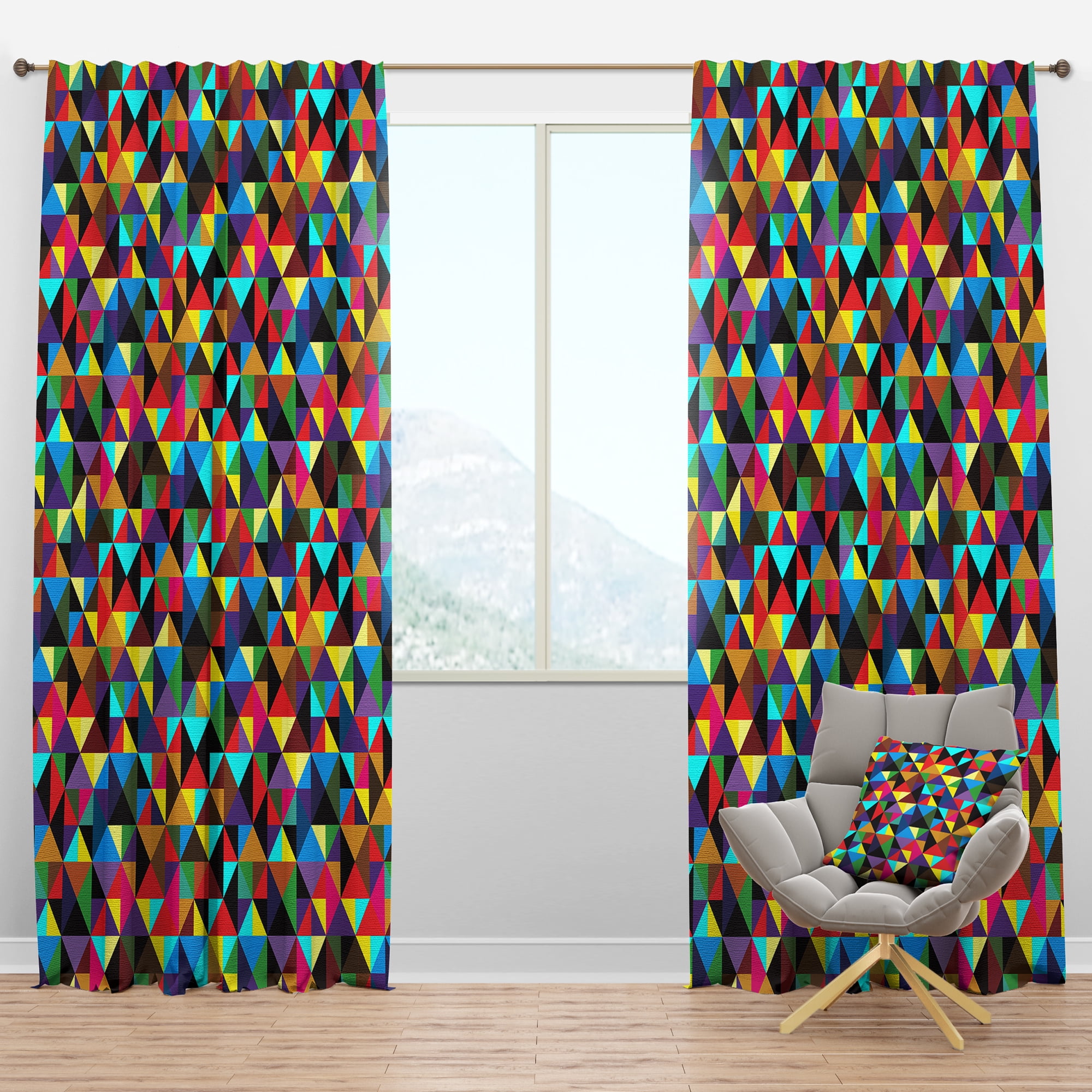 Designart 'Triangular Shapes Colourfields I' Contemporary Blackout Curtain Panel