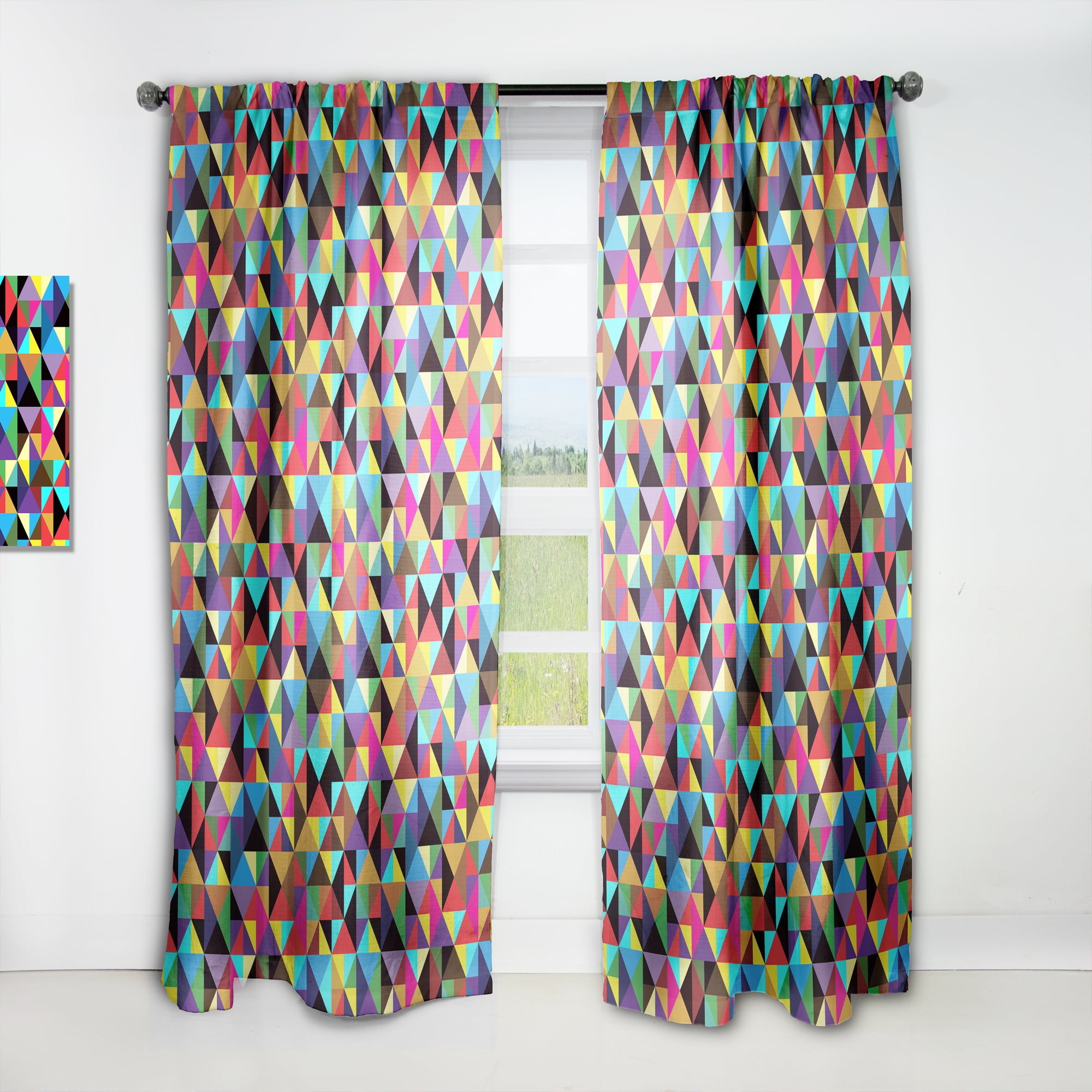 Designart 'Triangular Shapes Colourfields I' Contemporary Curtain Panel