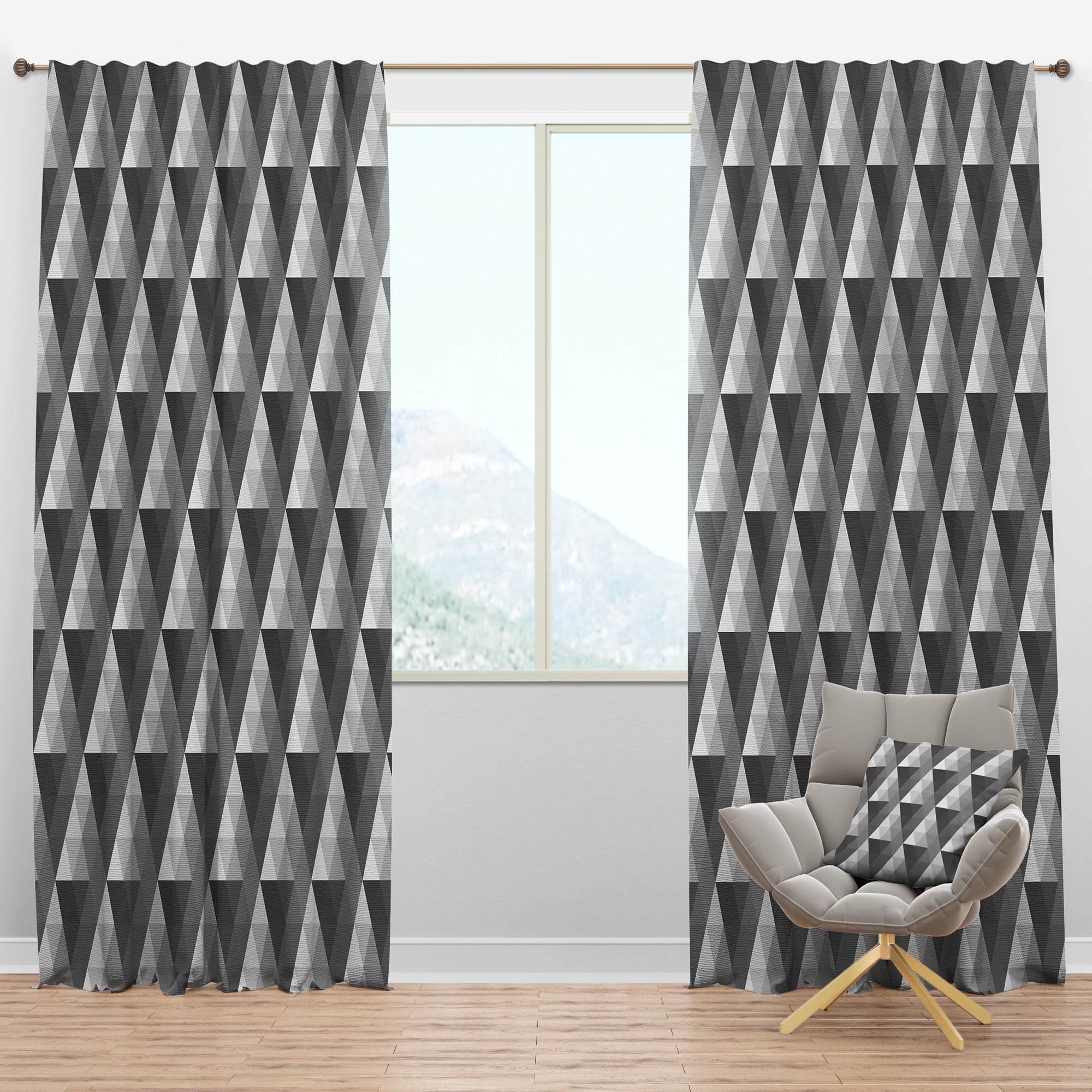 Designart 'Triangular Shapes Colourfields II' Modern Blackout Curtain Panel