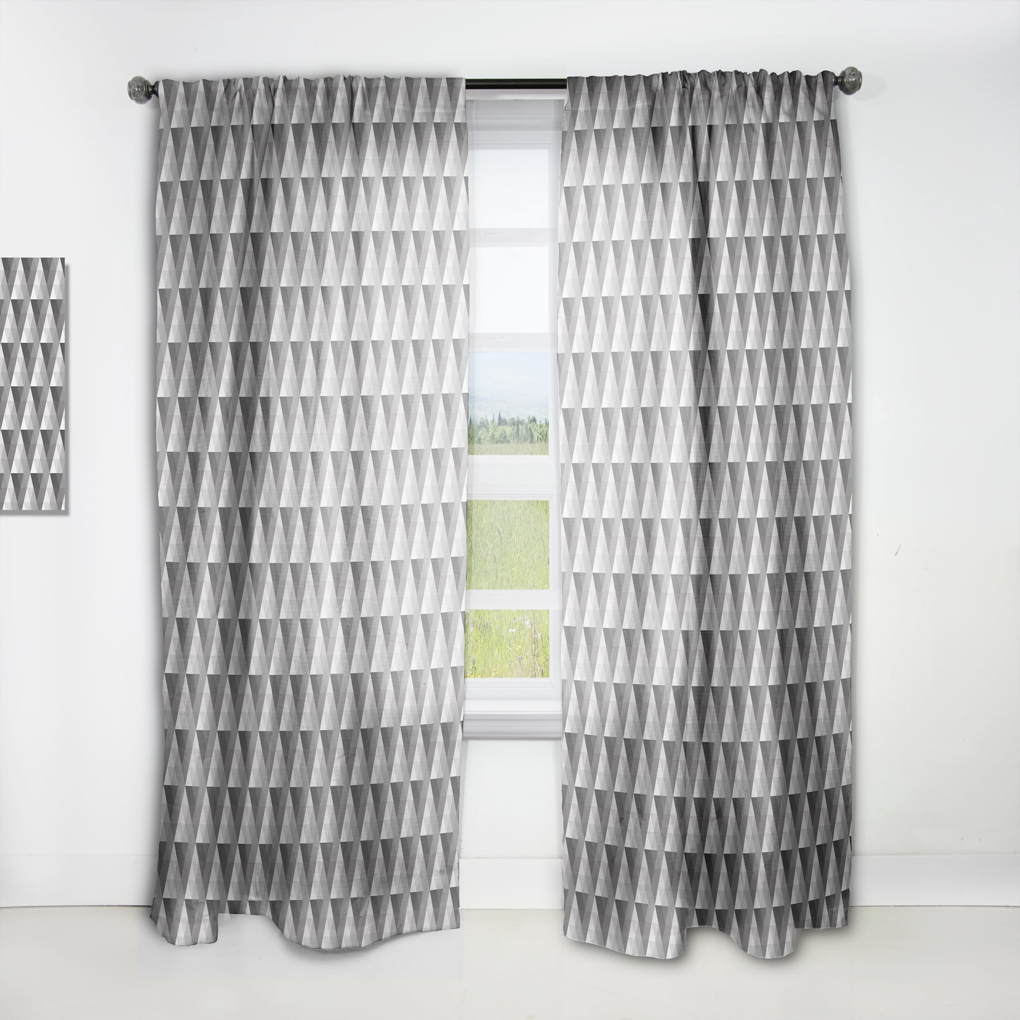 Designart 'Triangular Shapes Colourfields II' Modern Curtain Panel