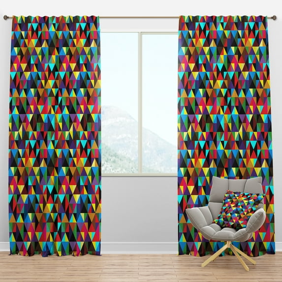 Designart 'Triangular Shapes Colourfields III' Modern Blackout Curtain Panel