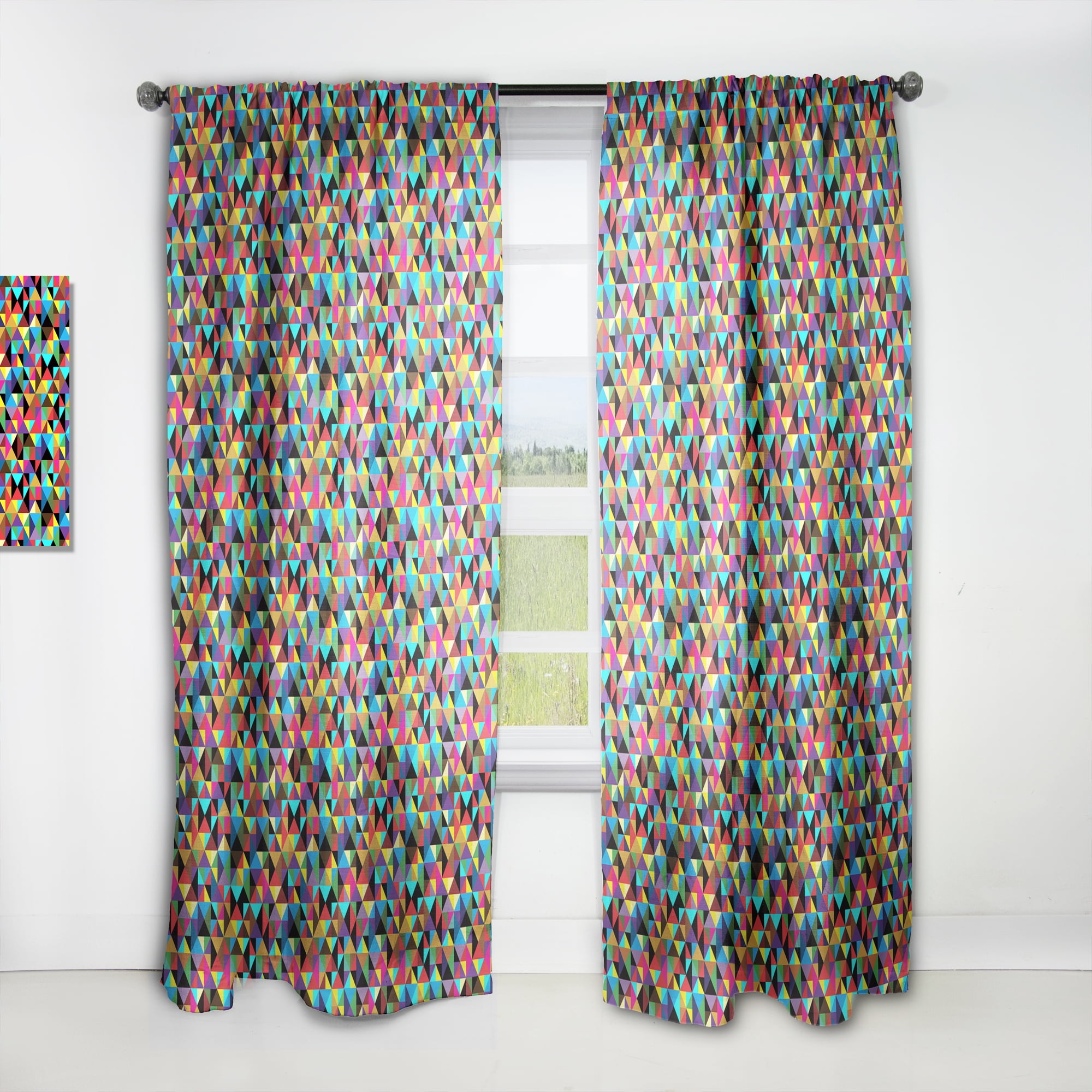Designart 'Triangular Shapes Colourfields III' Modern Curtain Panel