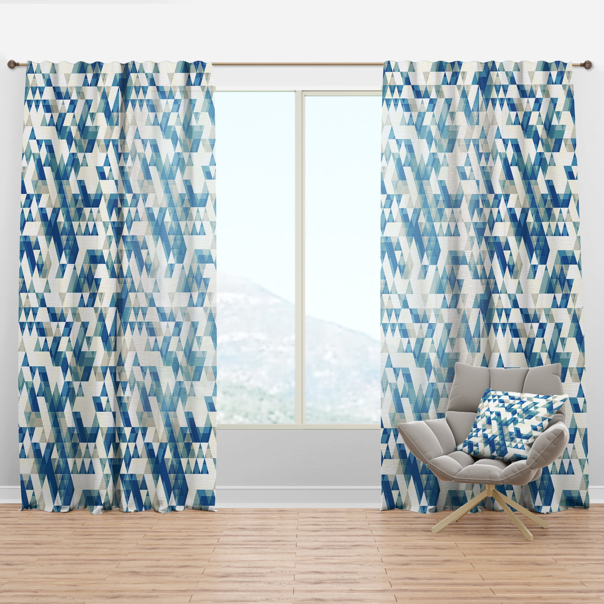 Designart 'Triangular Shapes Colourfields IV' Modern & Contemporary Curtain Panel
