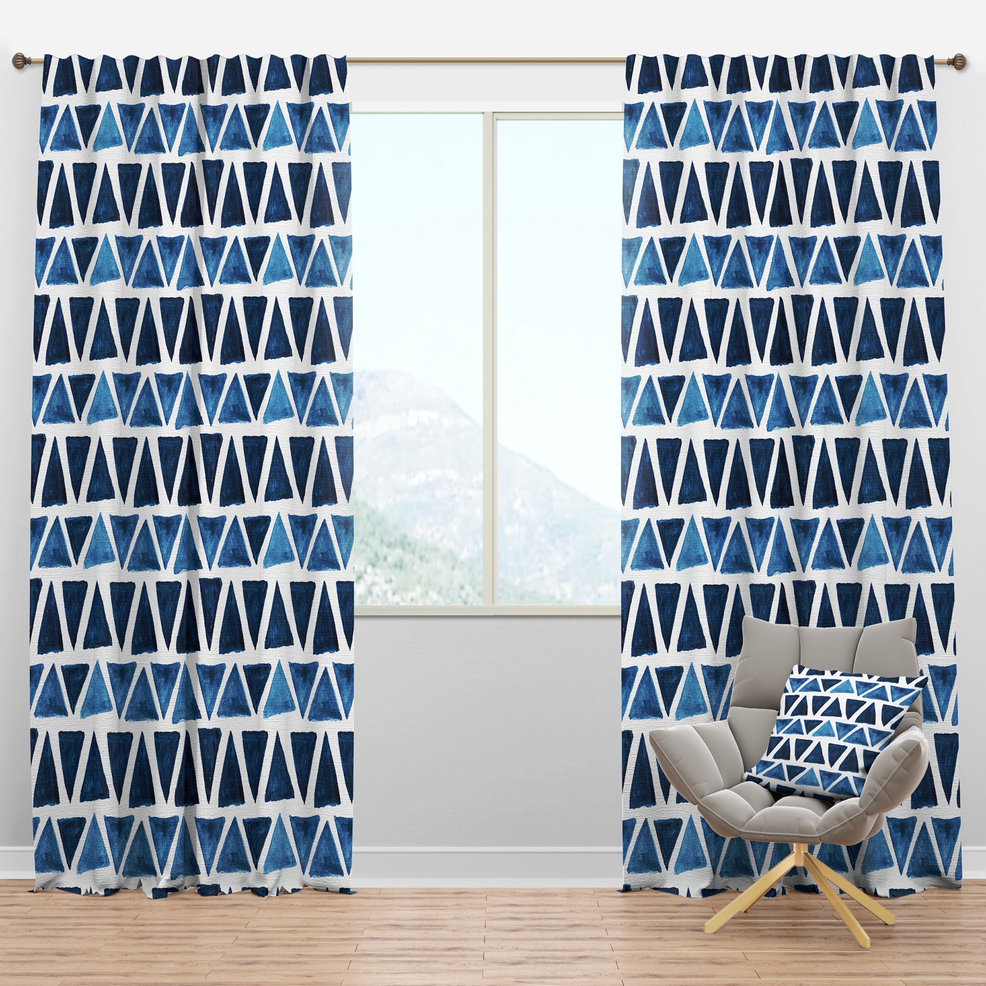 Designart 'Triangular Shapes Colourfields IX' Modern & Contemporary Blackout Curtain Panel