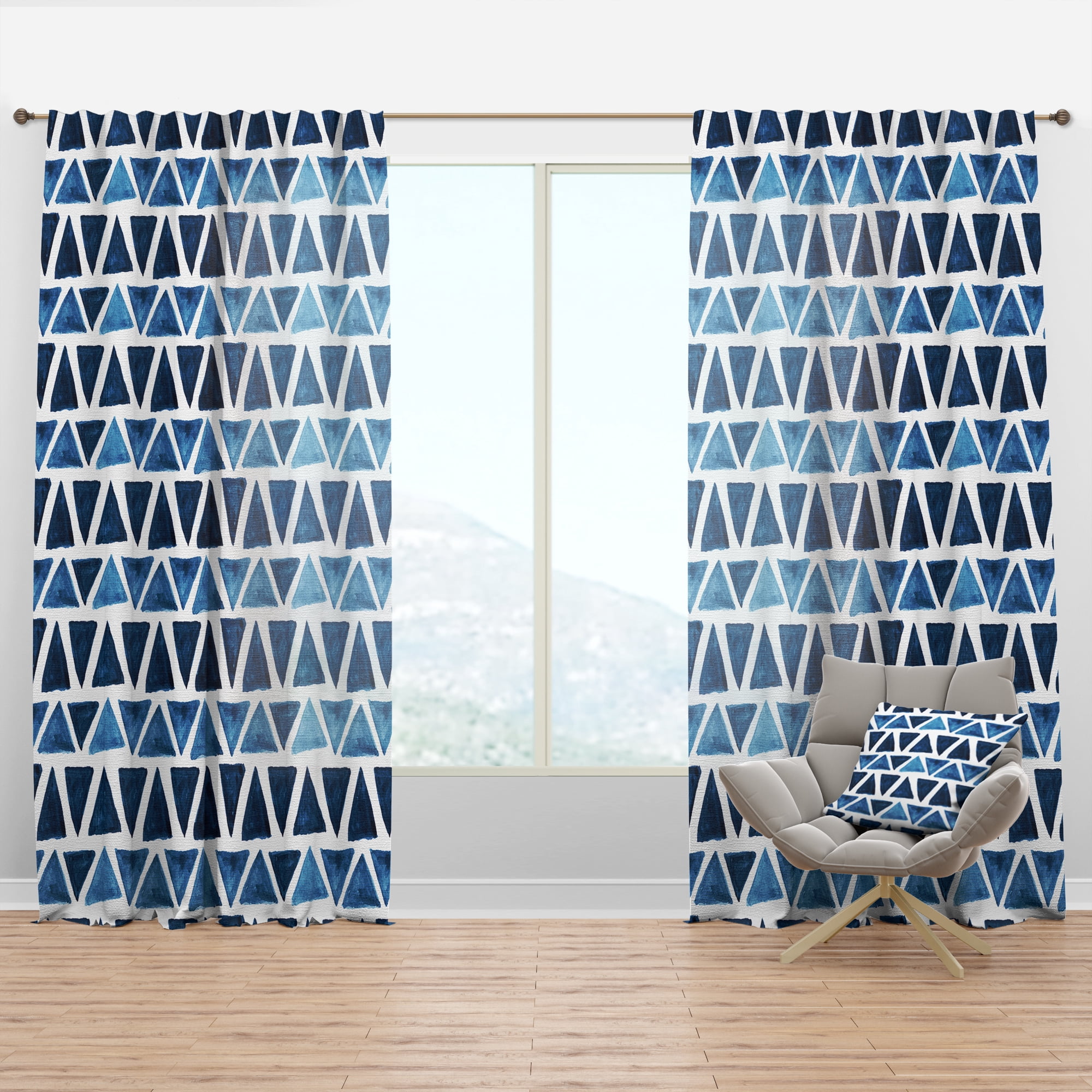 Designart 'Triangular Shapes Colourfields IX' Modern & Contemporary Curtain Panel