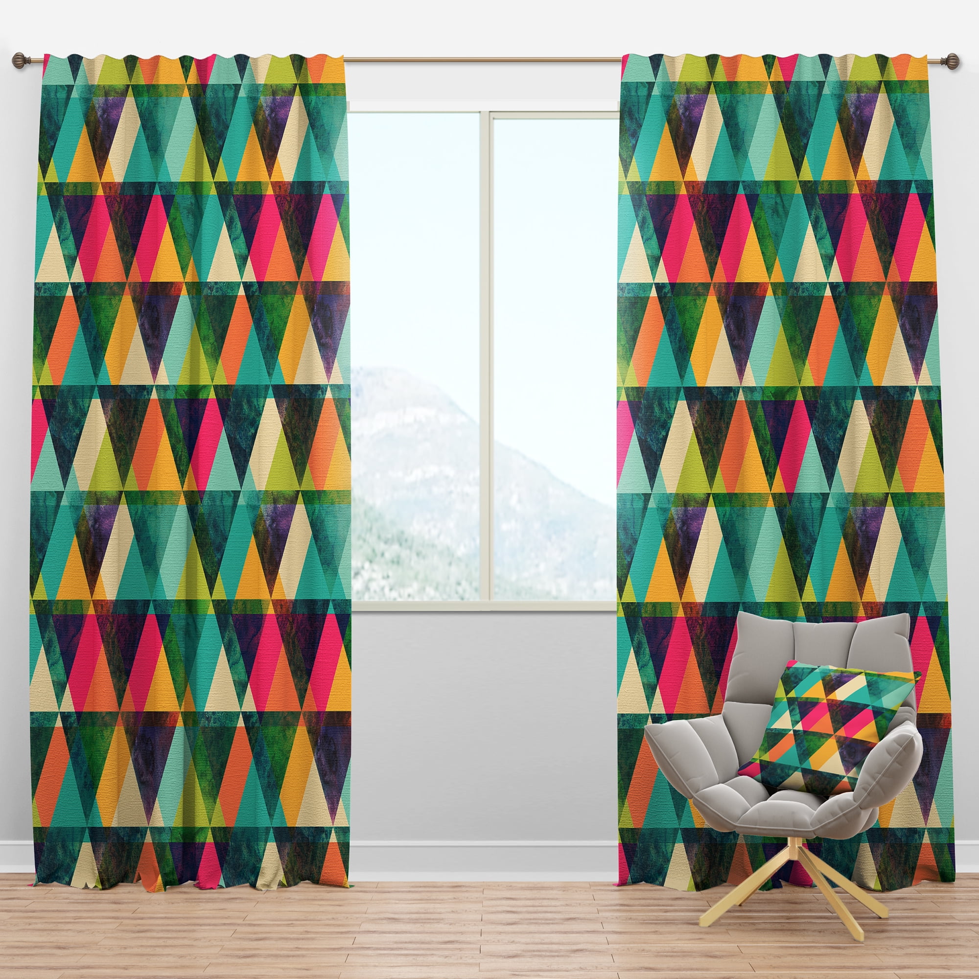 Designart 'Triangular Shapes Colourfields V' Modern Blackout Curtain Panel