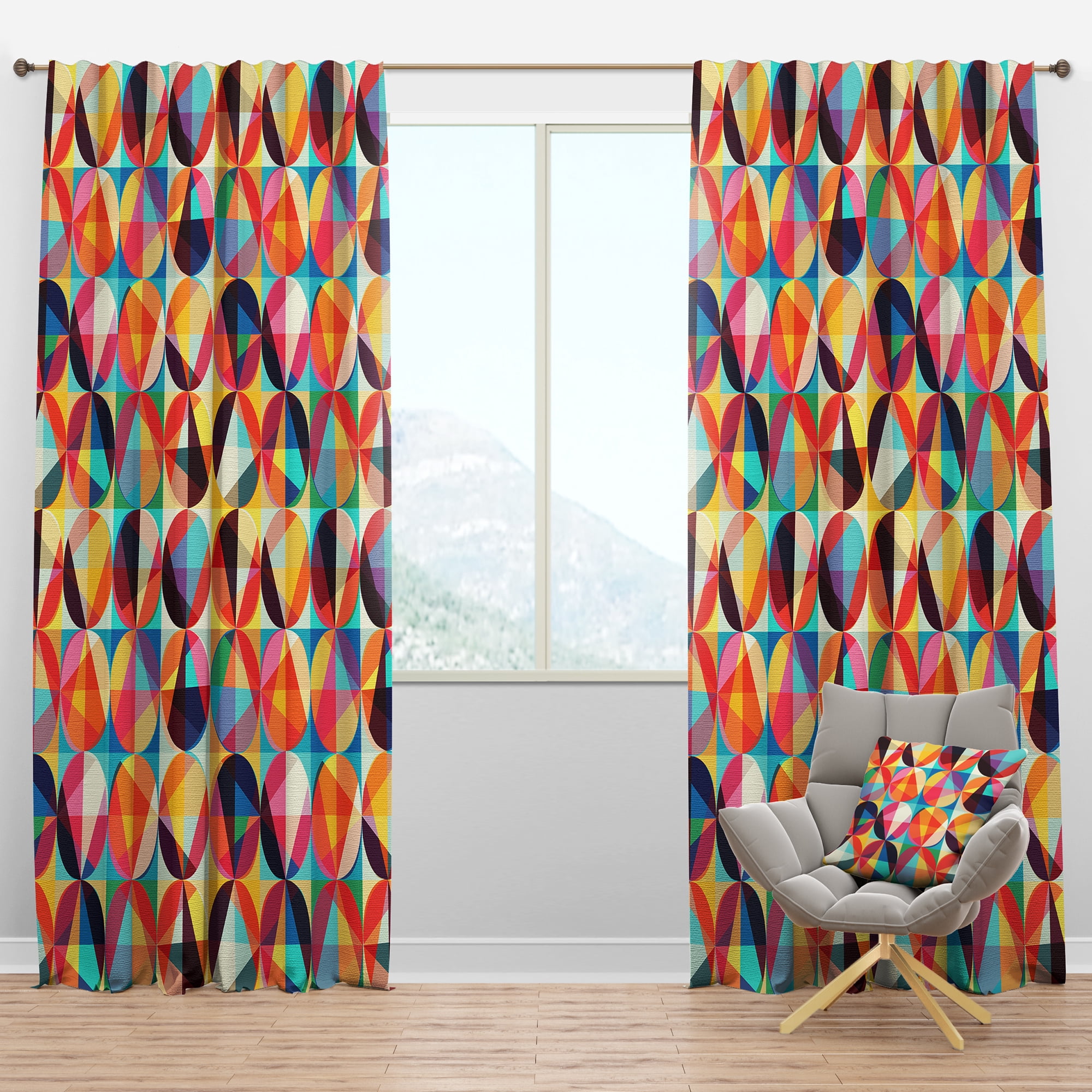 Designart 'Triangular Shapes Colourfields VI' Modern Blackout Curtain Panel