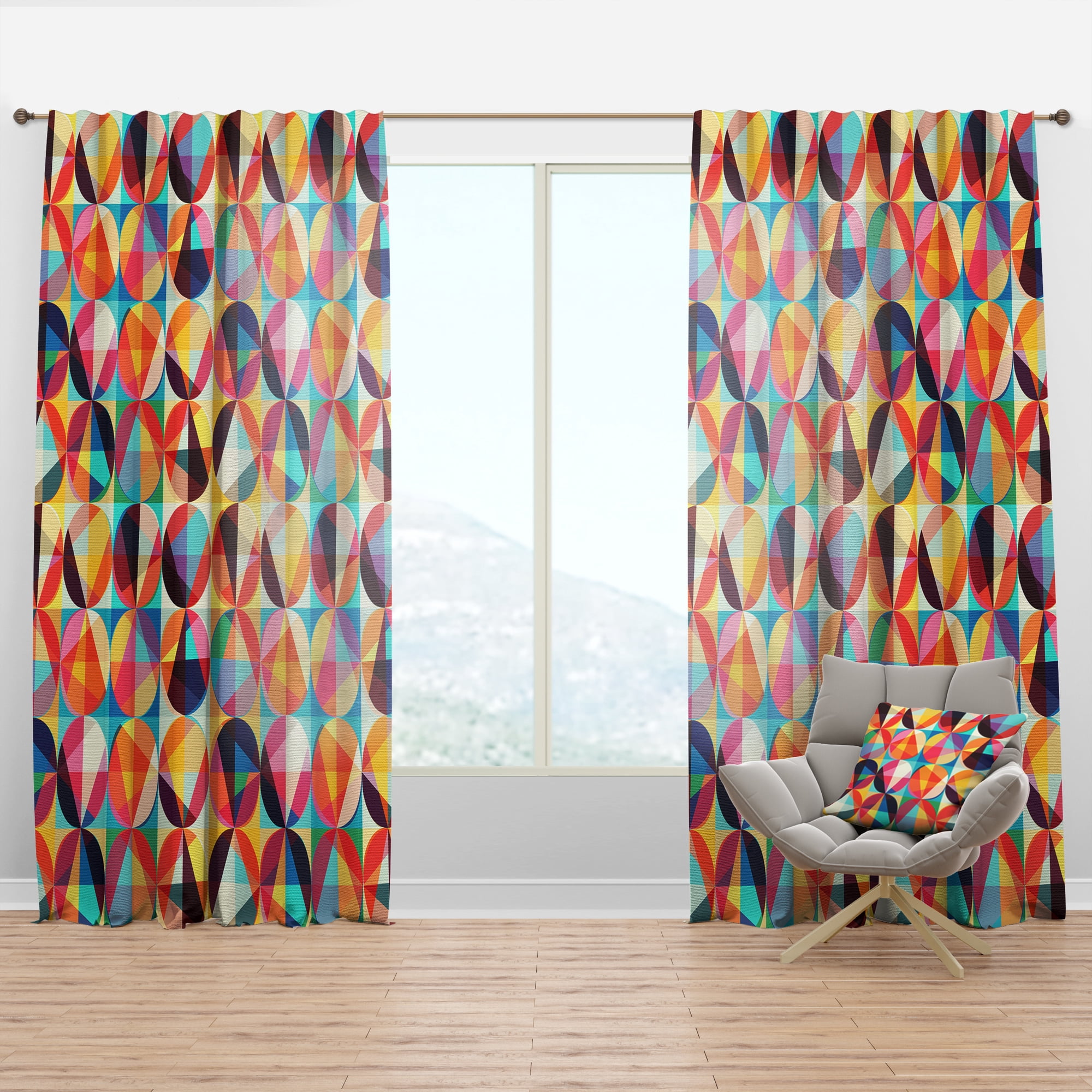 Designart 'Triangular Shapes Colourfields VI' Modern Curtain Panel