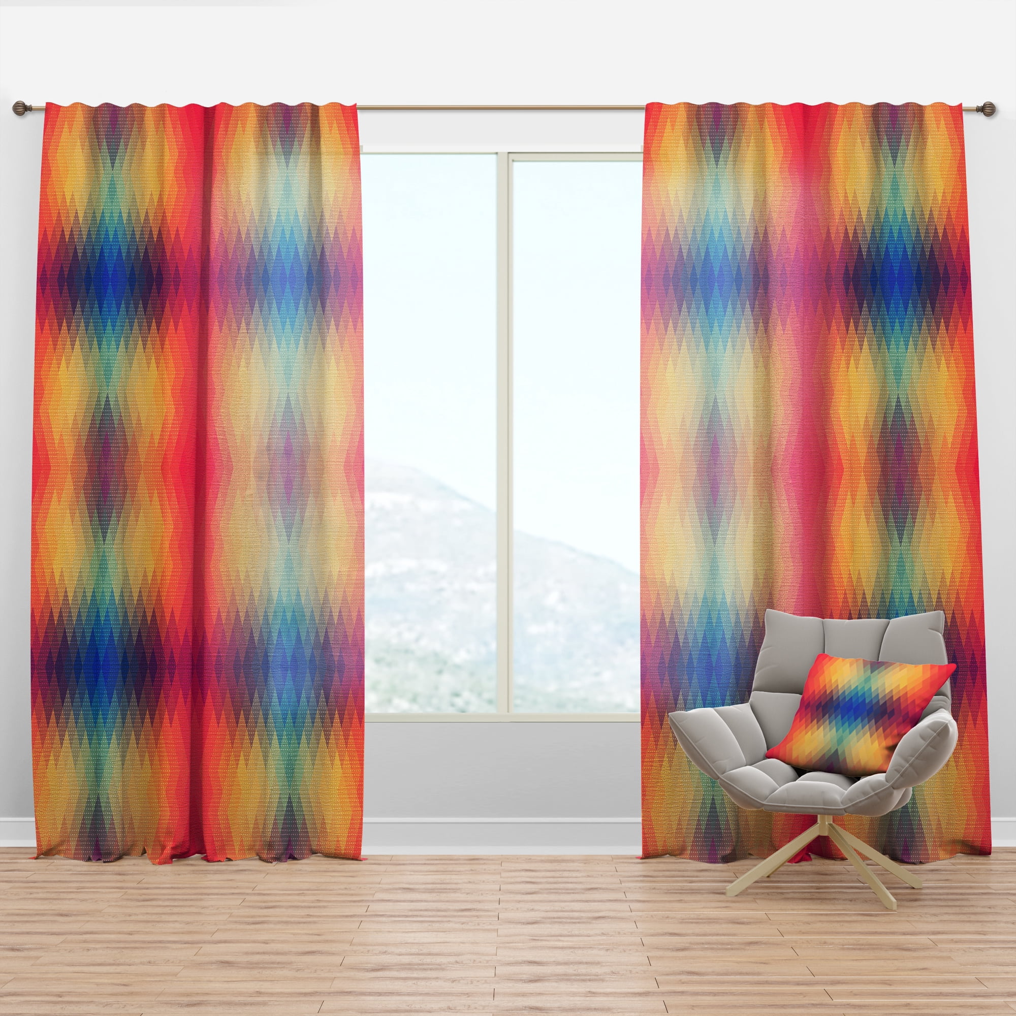 Designart 'Triangular Shapes Colourfields VIII' Modern Curtain Panel