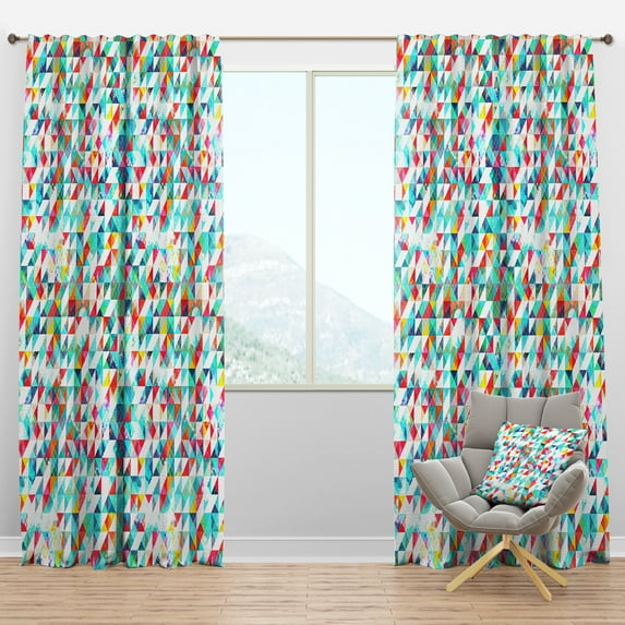 Designart 'Triangular Shapes Colourfields XI' Modern Blackout Curtain Panel
