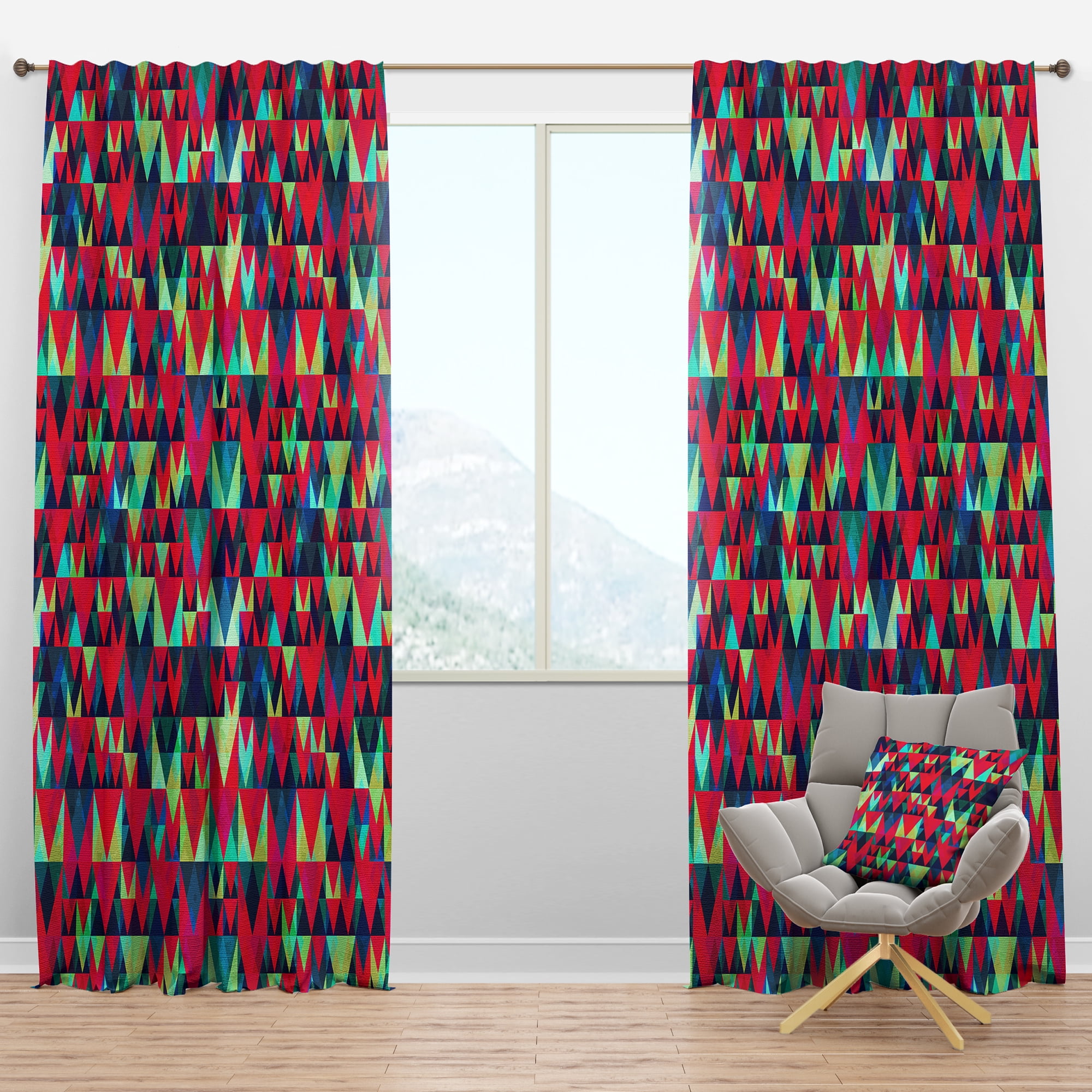 Designart 'Triangular Shapes Colourfields XII' Modern Blackout Curtain Panel