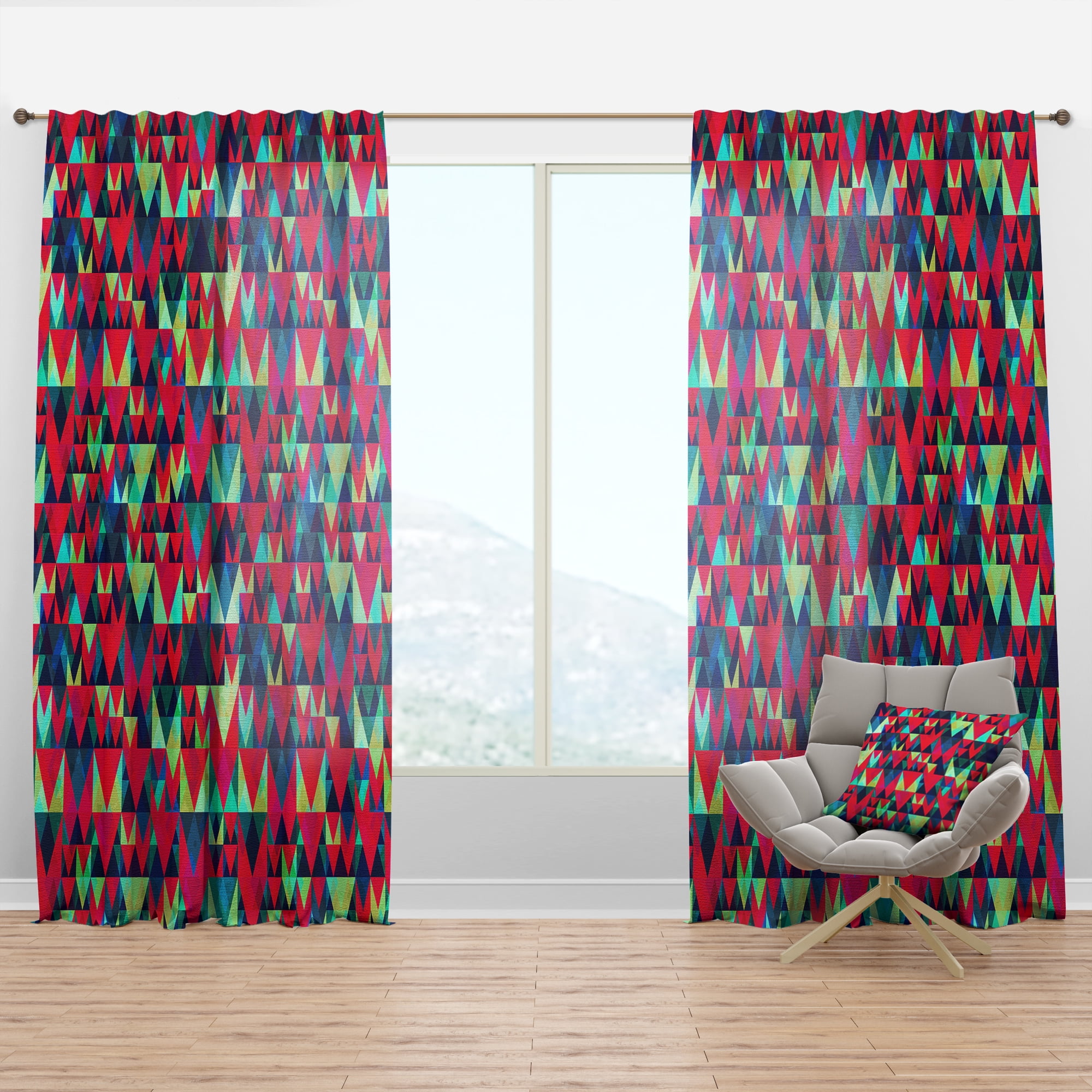 Designart 'Triangular Shapes Colourfields XII' Modern Curtain Panel