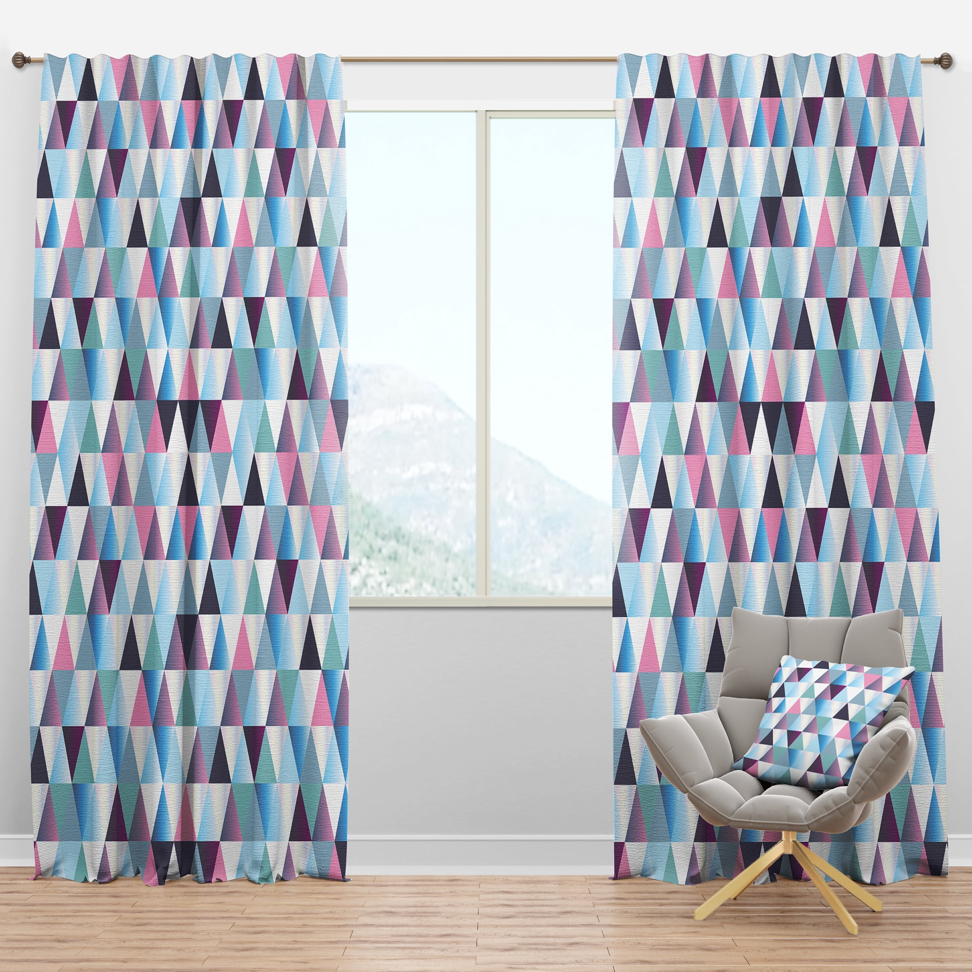 Designart 'Triangular Shapes Colourfields XIII' Modern Blackout Curtain Panel