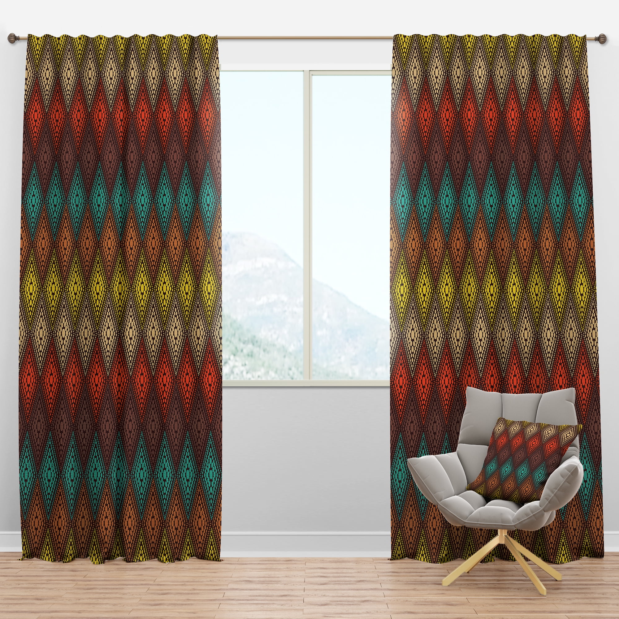 Designart 'Triangular Shapes Colourfields XIV' Modern & Contemporary Blackout Curtain Panel