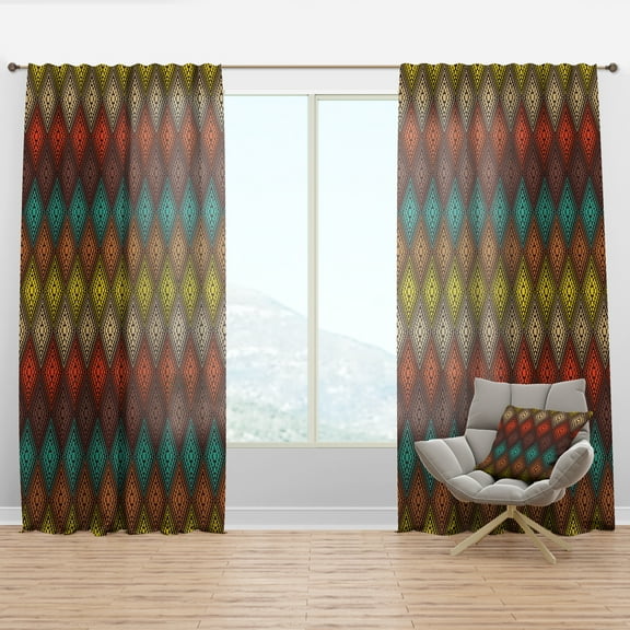 Designart 'Triangular Shapes Colourfields XIV' Modern & Contemporary Curtain Panel