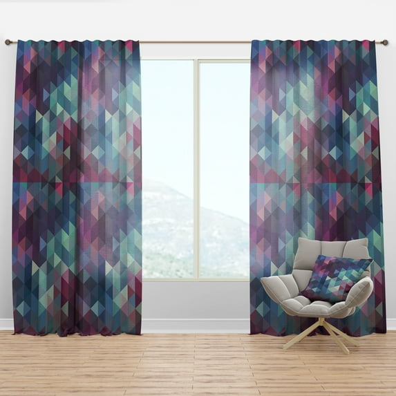 Designart 'Triangular Shapes Colourfields XIX' Modern & Contemporary Curtain Panel