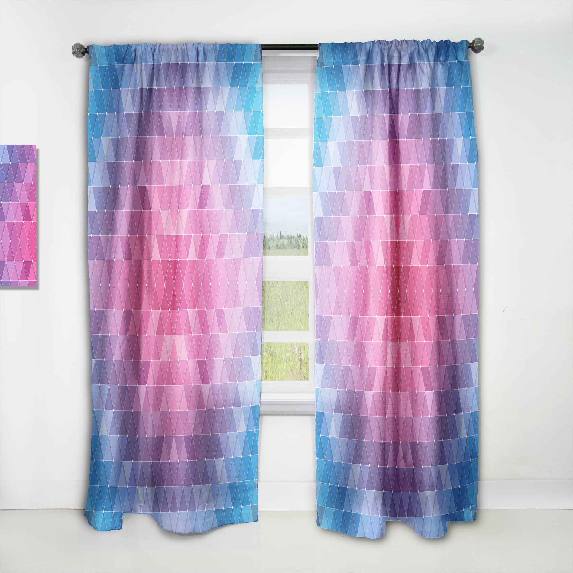 Designart 'Triangular Shapes Colourfields XV' Modern & Contemporary Curtain Panel