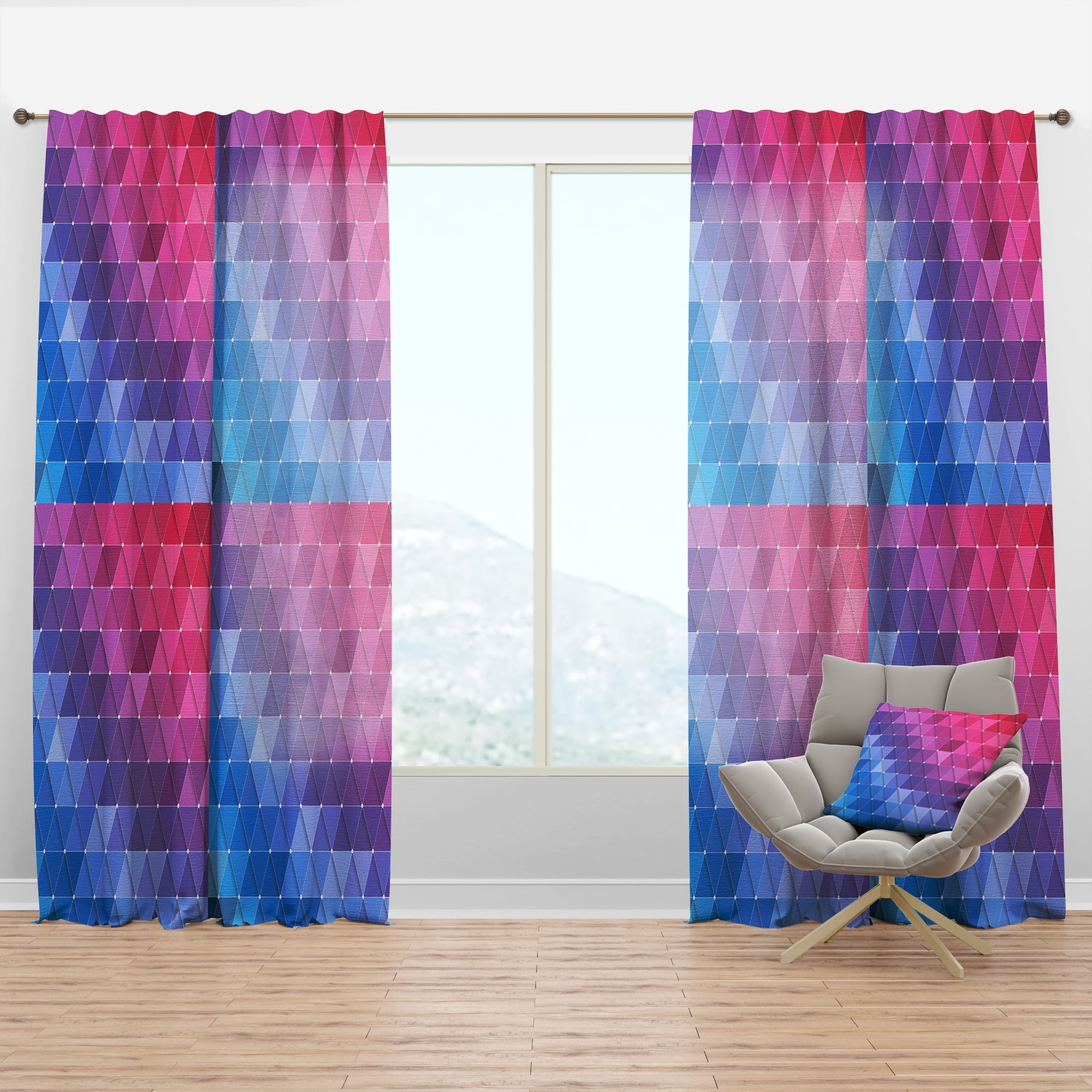 Designart 'Triangular Shapes Colourfields XV' Modern & Contemporary Curtain Panel