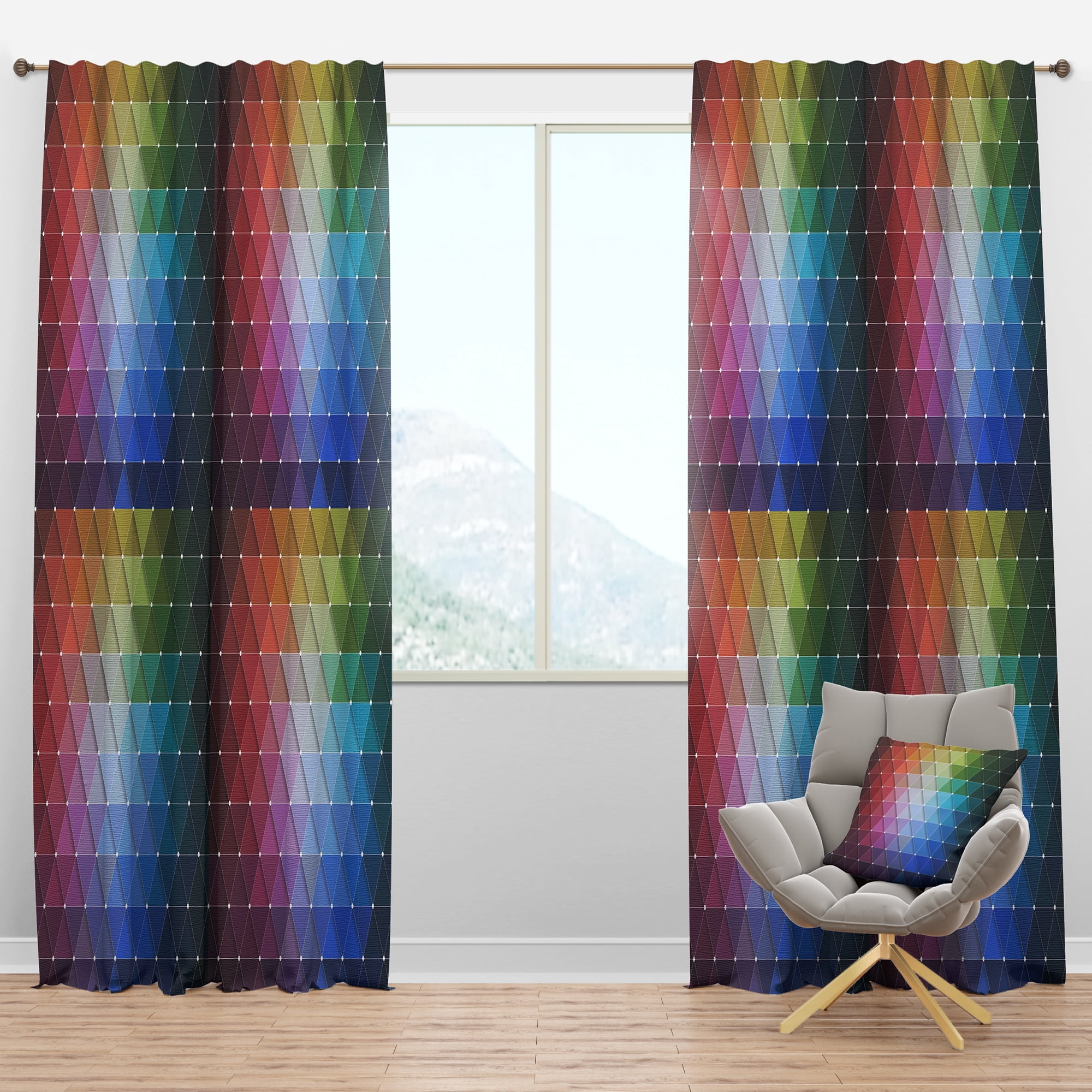 Designart 'Triangular Shapes Colourfields XVI' Modern & Contemporary Blackout Curtain Panel