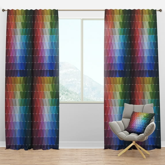 Designart 'Triangular Shapes Colourfields XVI' Modern & Contemporary Blackout Curtain Panel