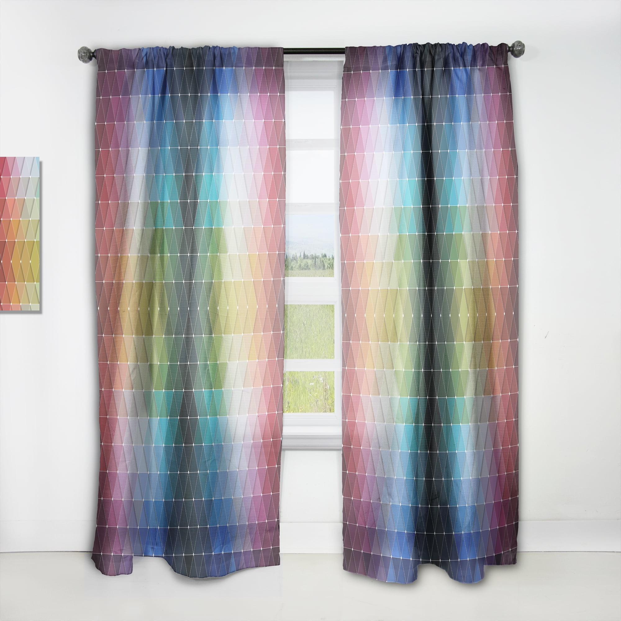 Designart 'Triangular Shapes Colourfields XVI' Modern & Contemporary Curtain Panel